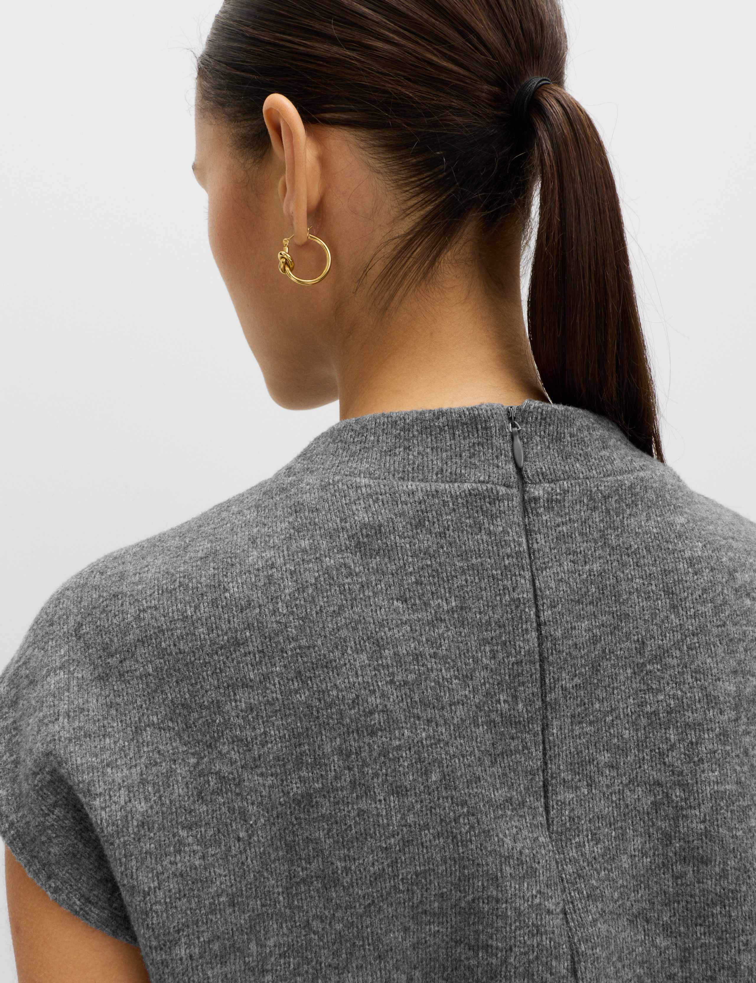 Cotton Blend Knit Look Mock Neck Top 7 of 7