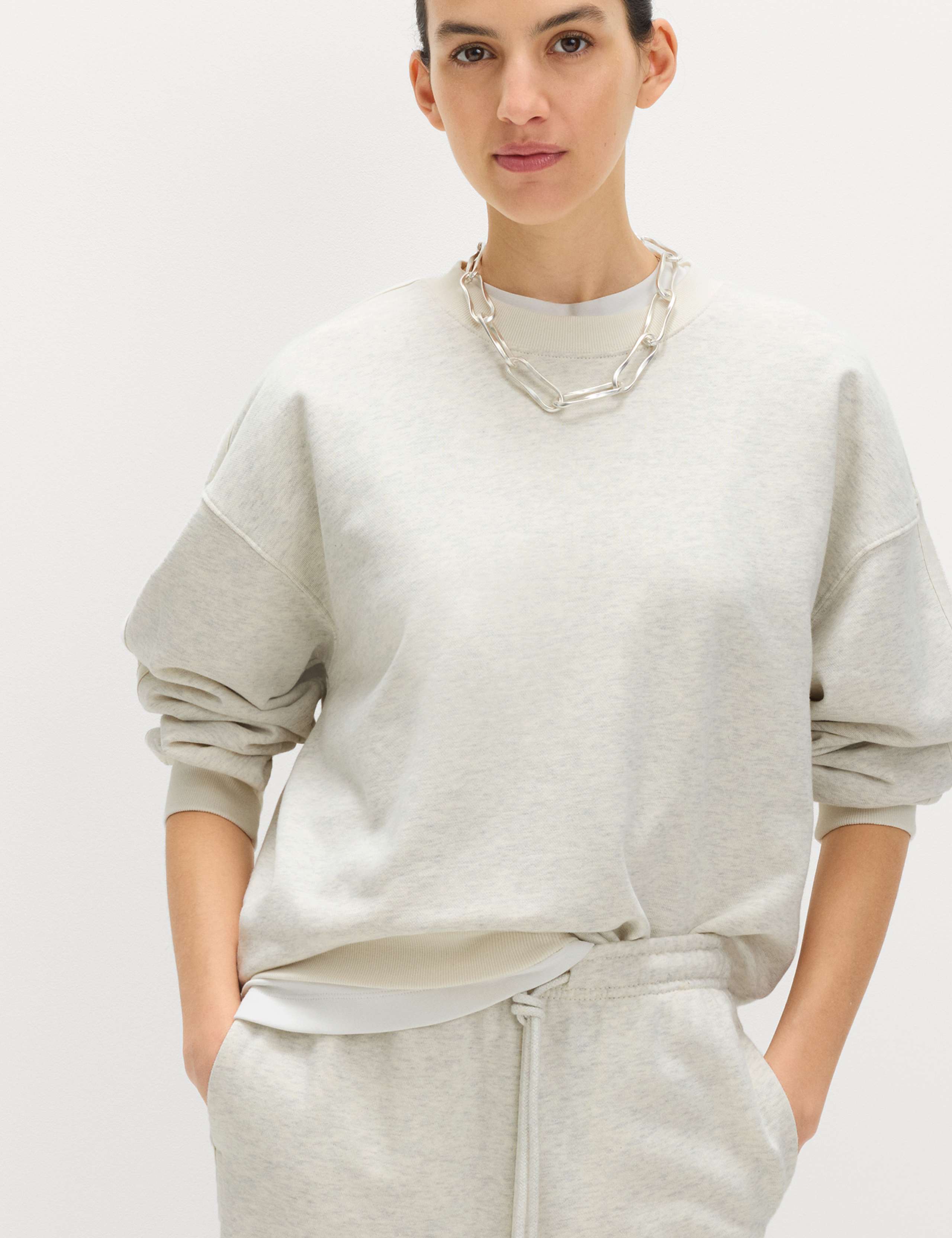 Pure Cotton Slogan Side Striped Sweatshirt 1 of 6