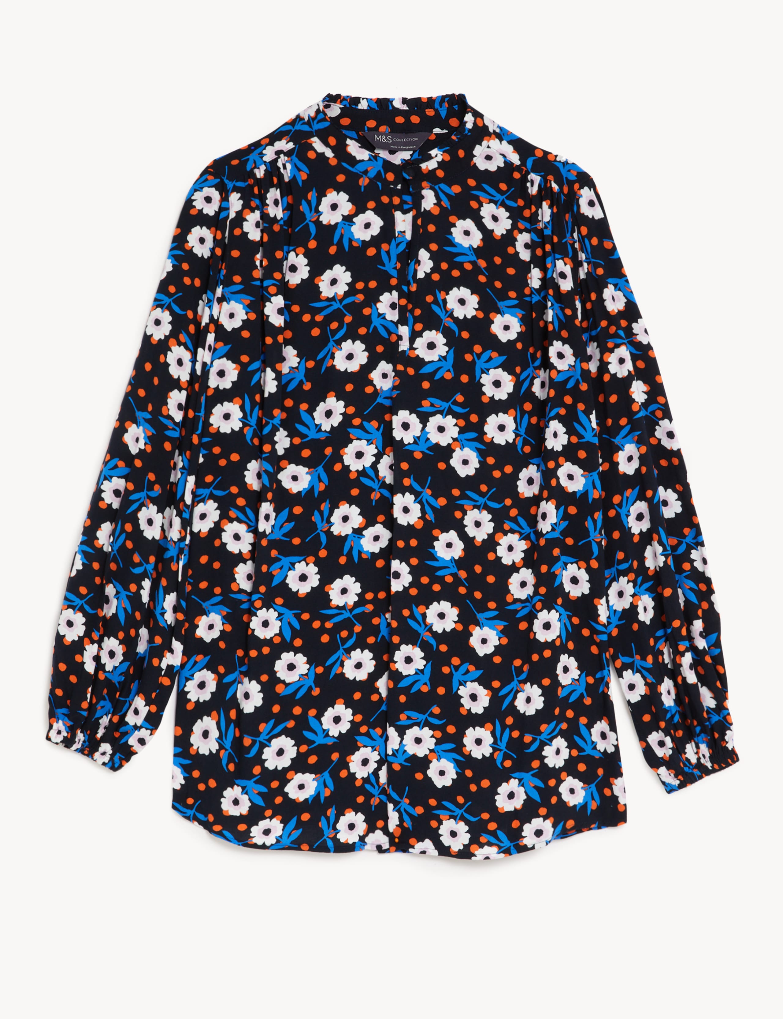 Printed V-Neck Longline Blouse 1 of 1