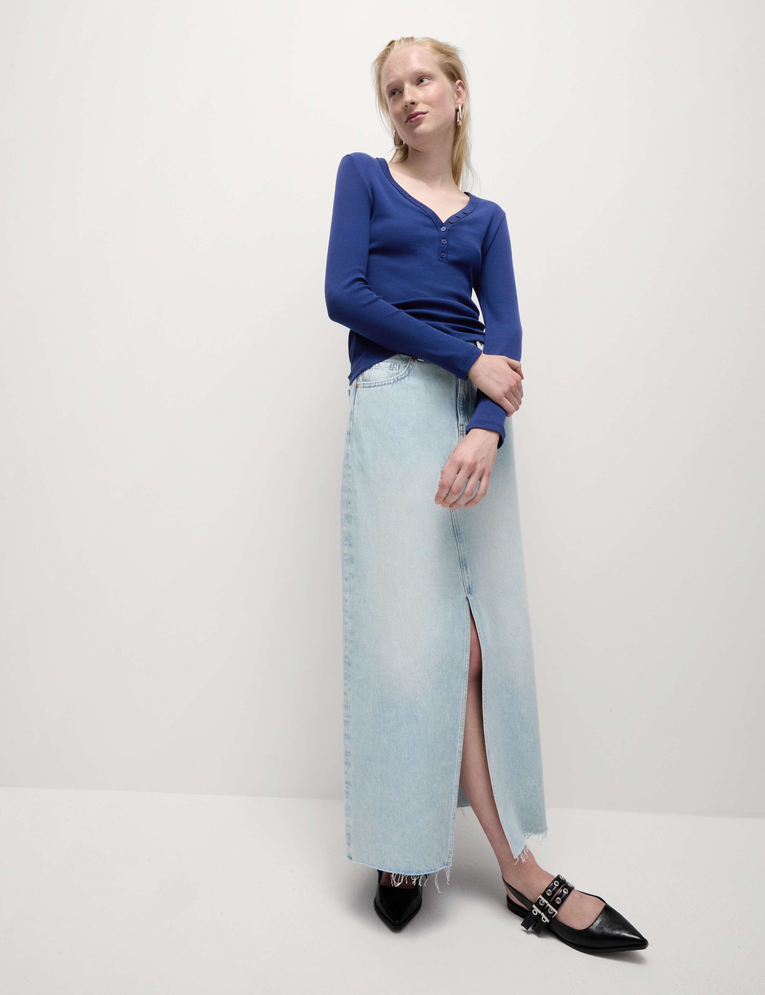 Cotton Rich Ribbed V-Neck Top 4 of 5