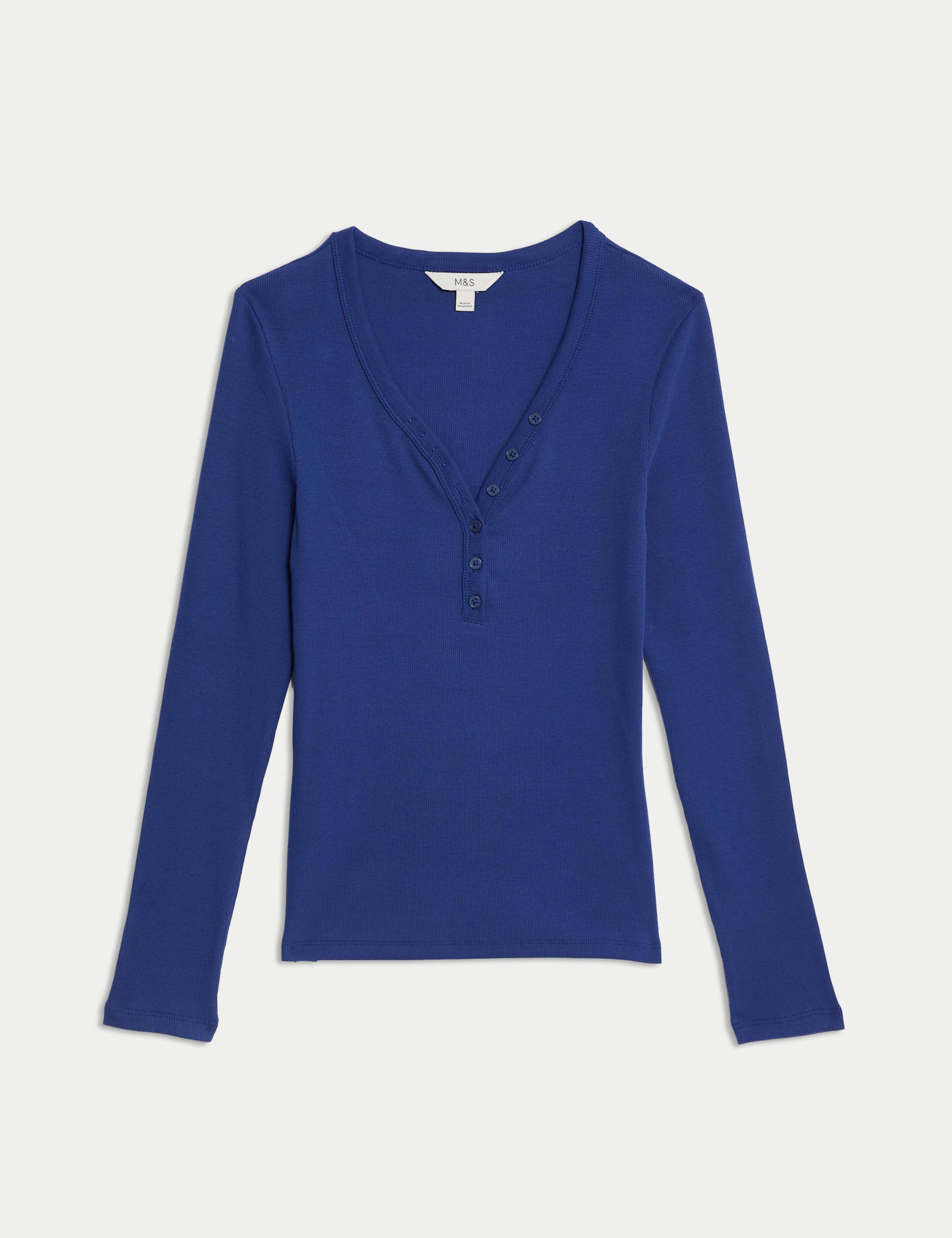 Cotton Rich Ribbed V-Neck Top 2 of 5