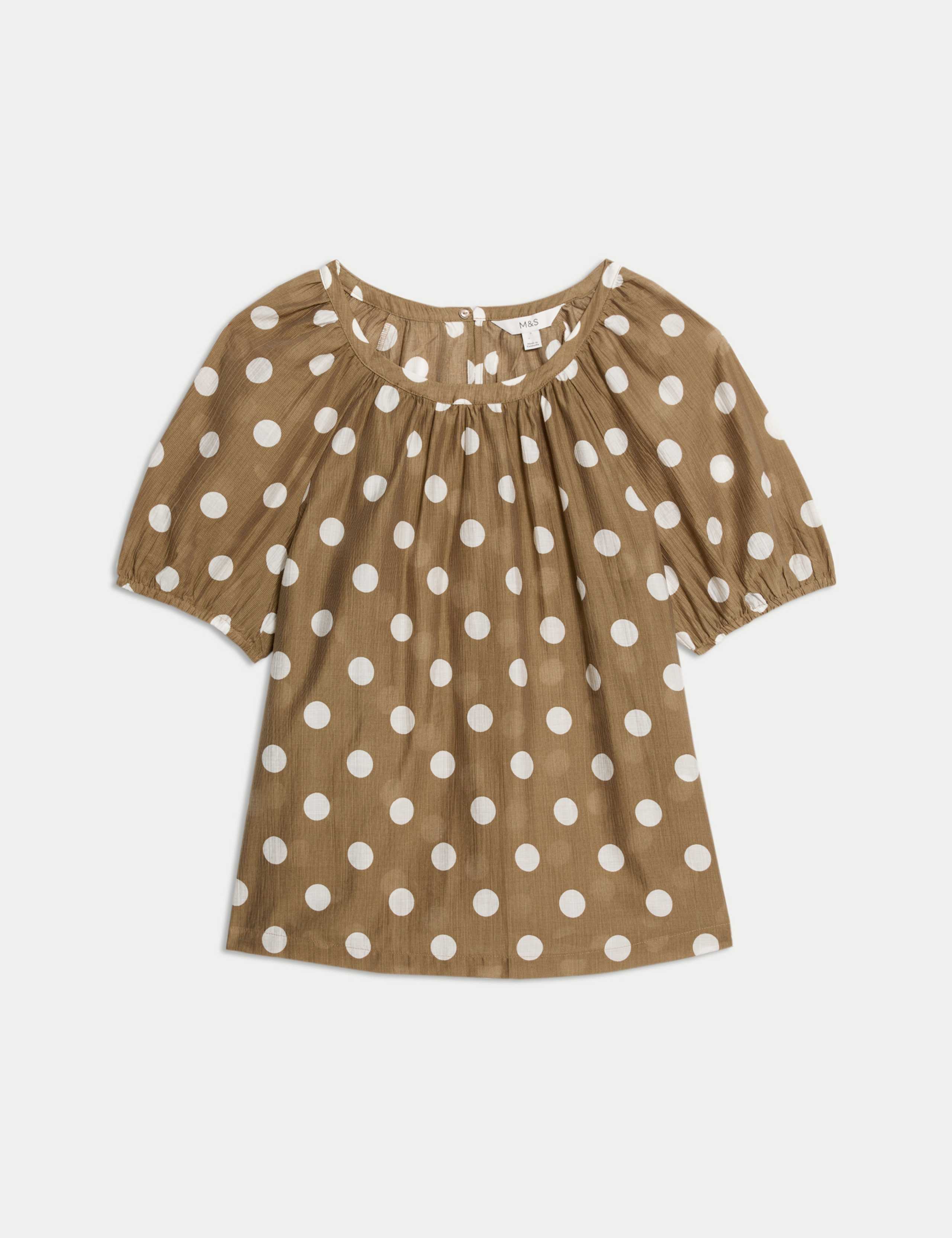 Lyocell Rich Printed Crew Neck Blouse 2 of 6