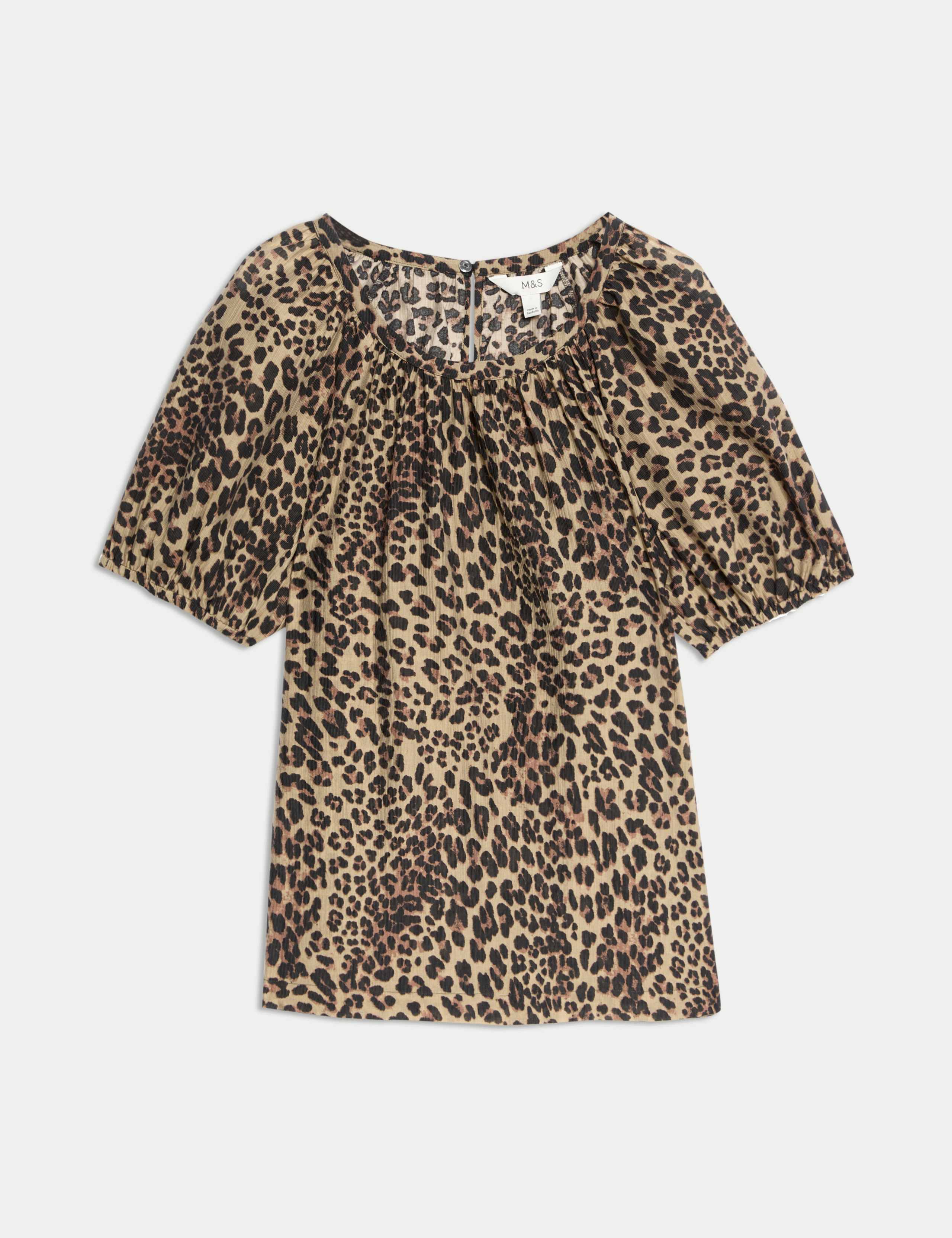 Lyocell Rich Printed Crew Neck Blouse 2 of 4