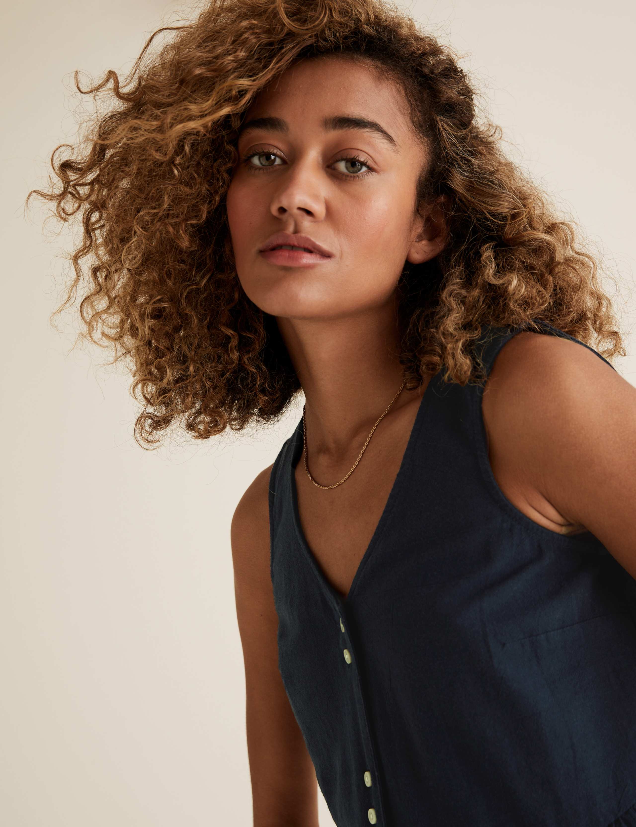 Pure Cotton V-Neck Sleeveless Peplum Top 4 of 5