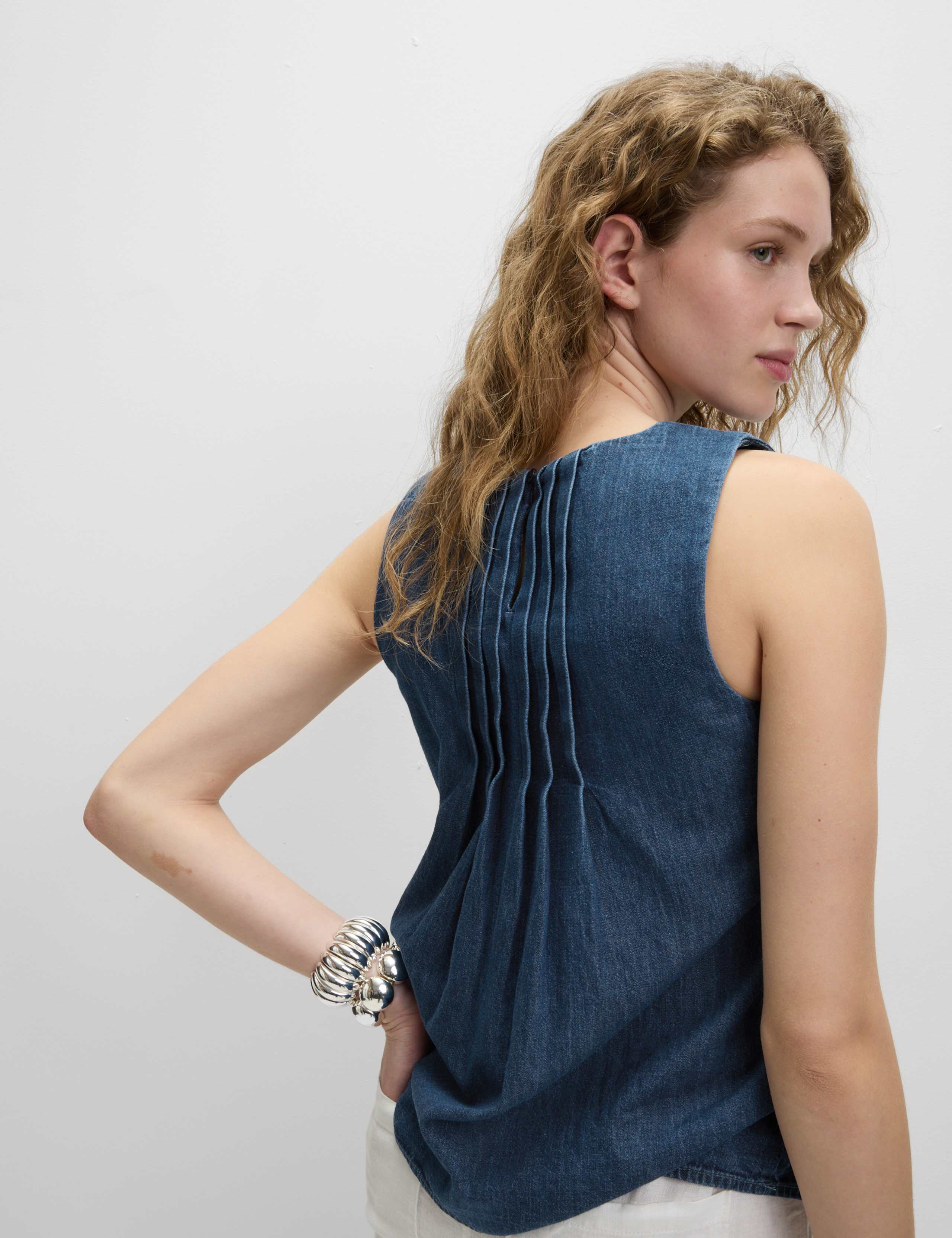 Pure Cotton Denim Pintuck Cami 3 of 5