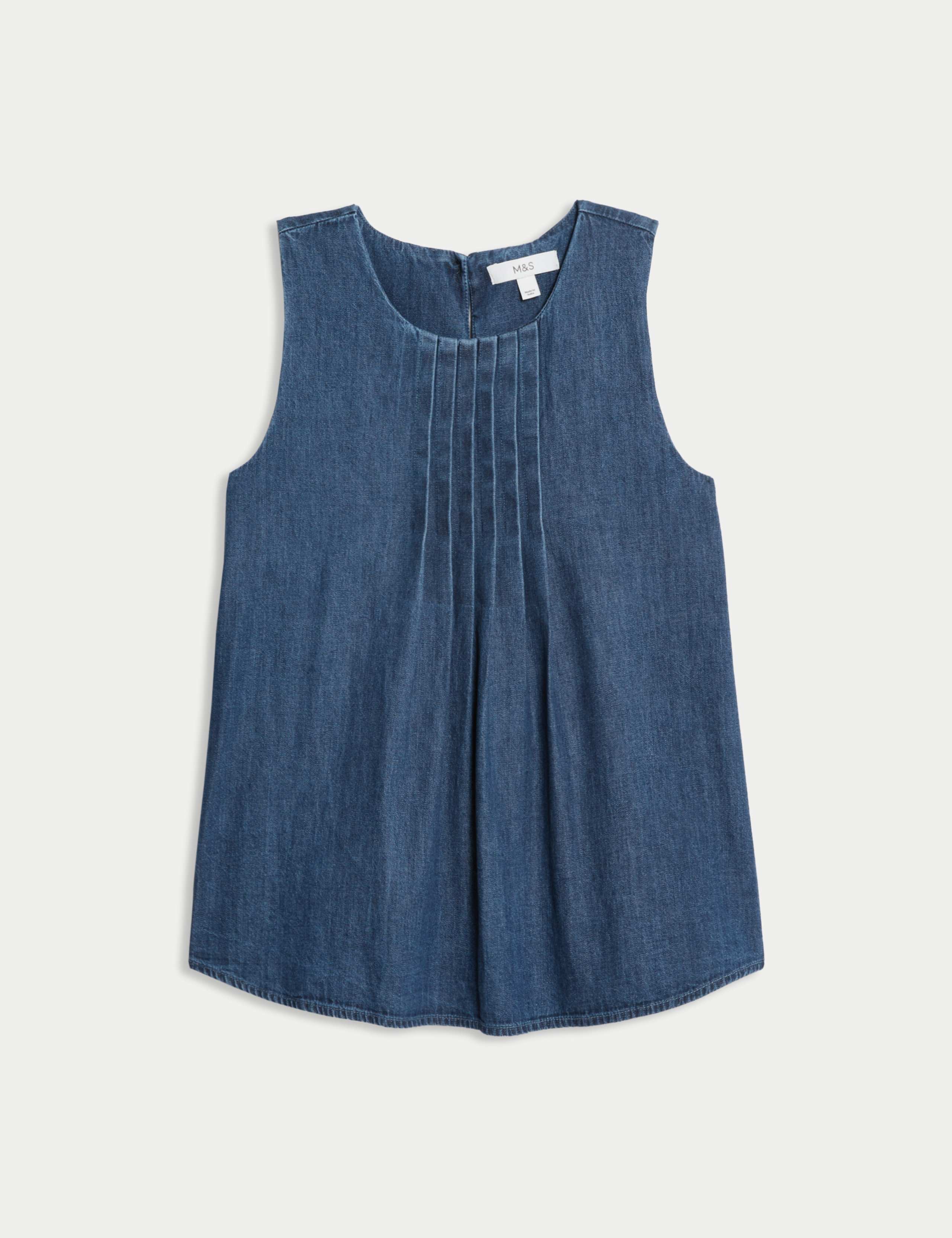 Pure Cotton Denim Pintuck Cami 2 of 5