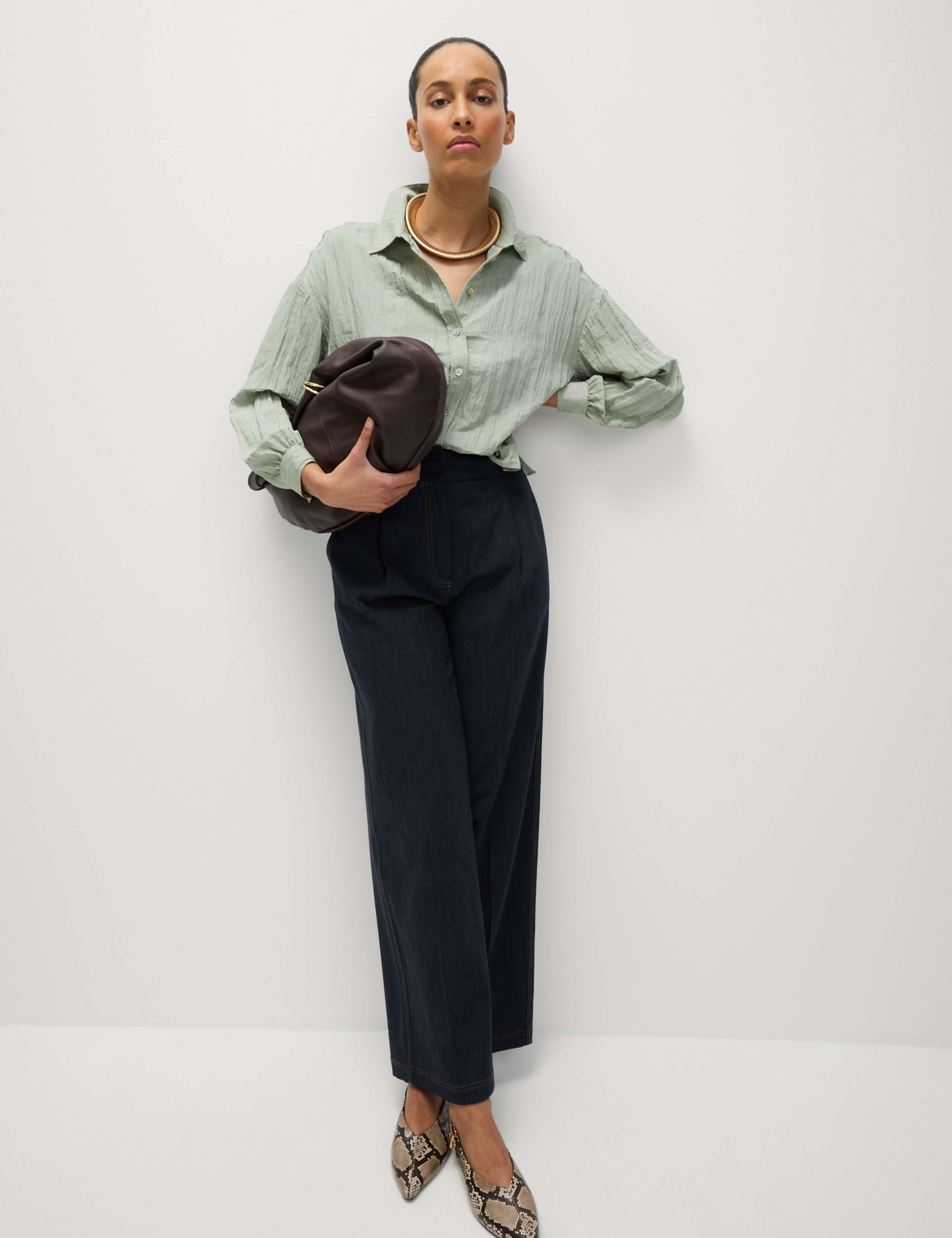 Crinkle Textured Collared Shirt 3 of 6