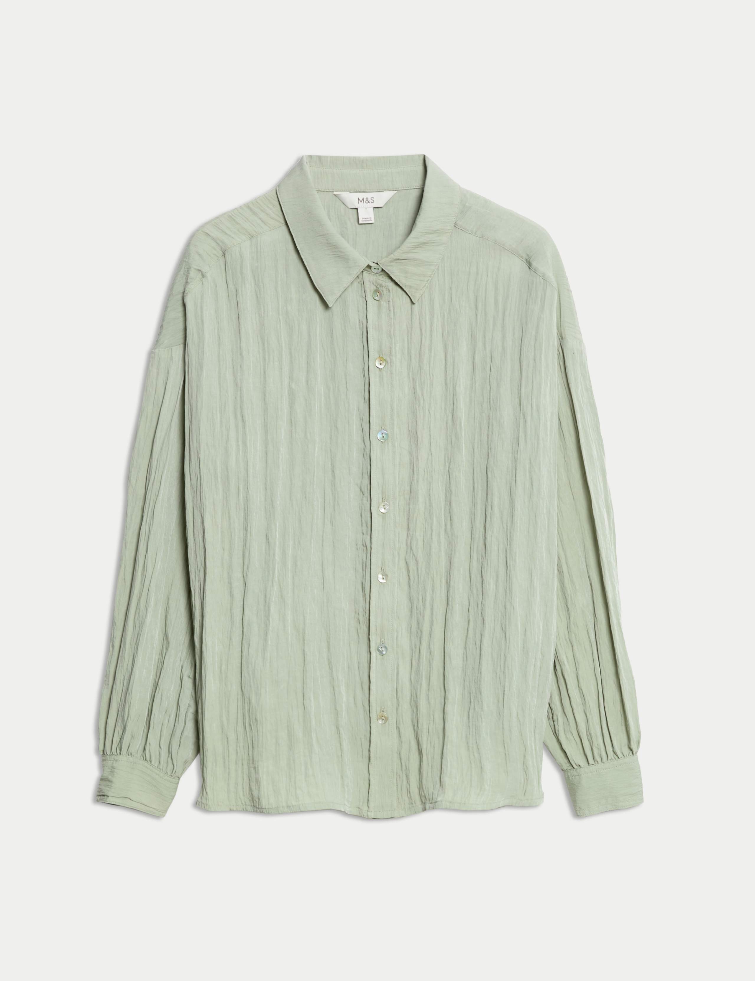 Crinkle Textured Collared Shirt 2 of 6