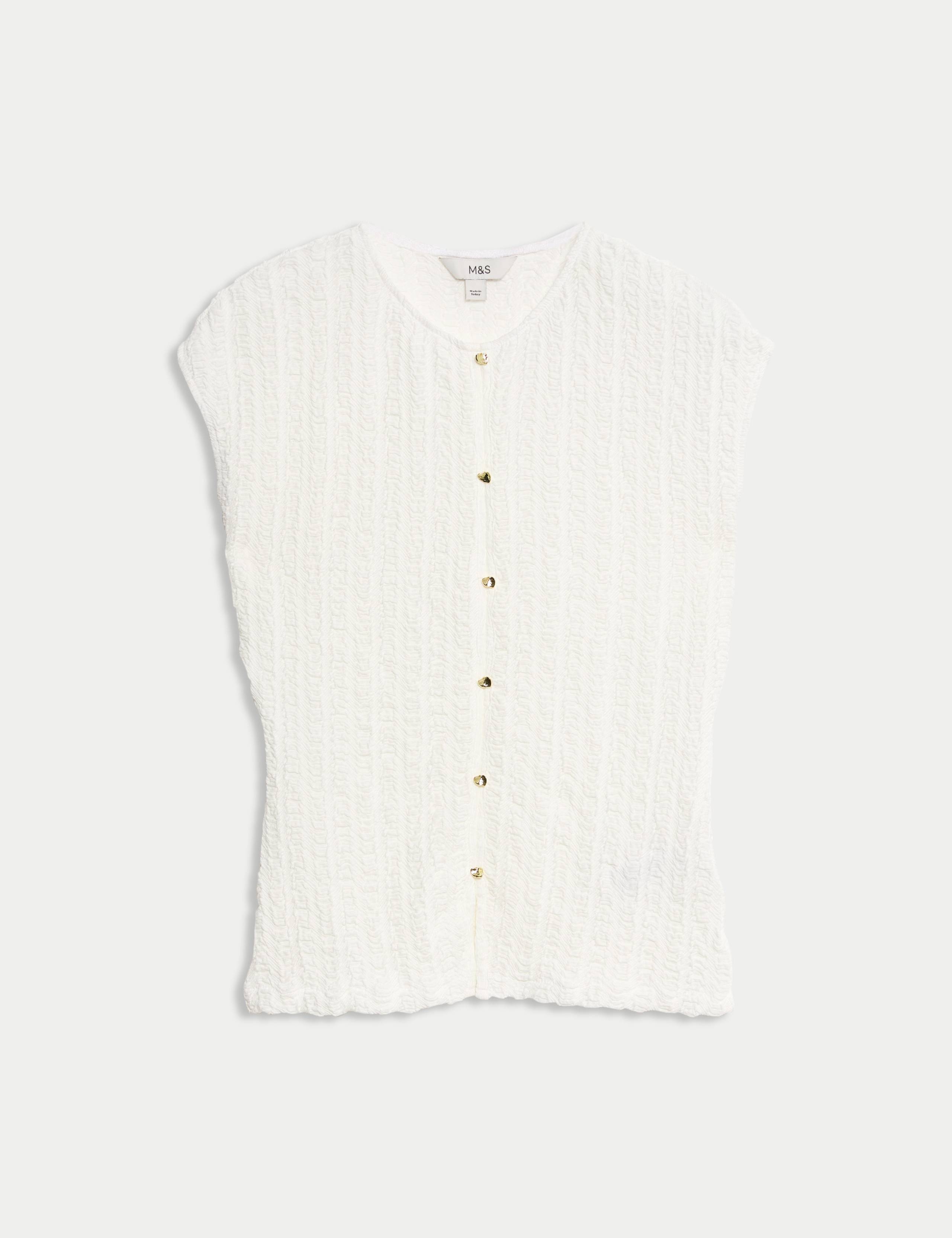 Textured Button Through Waistcoat Top 2 of 6