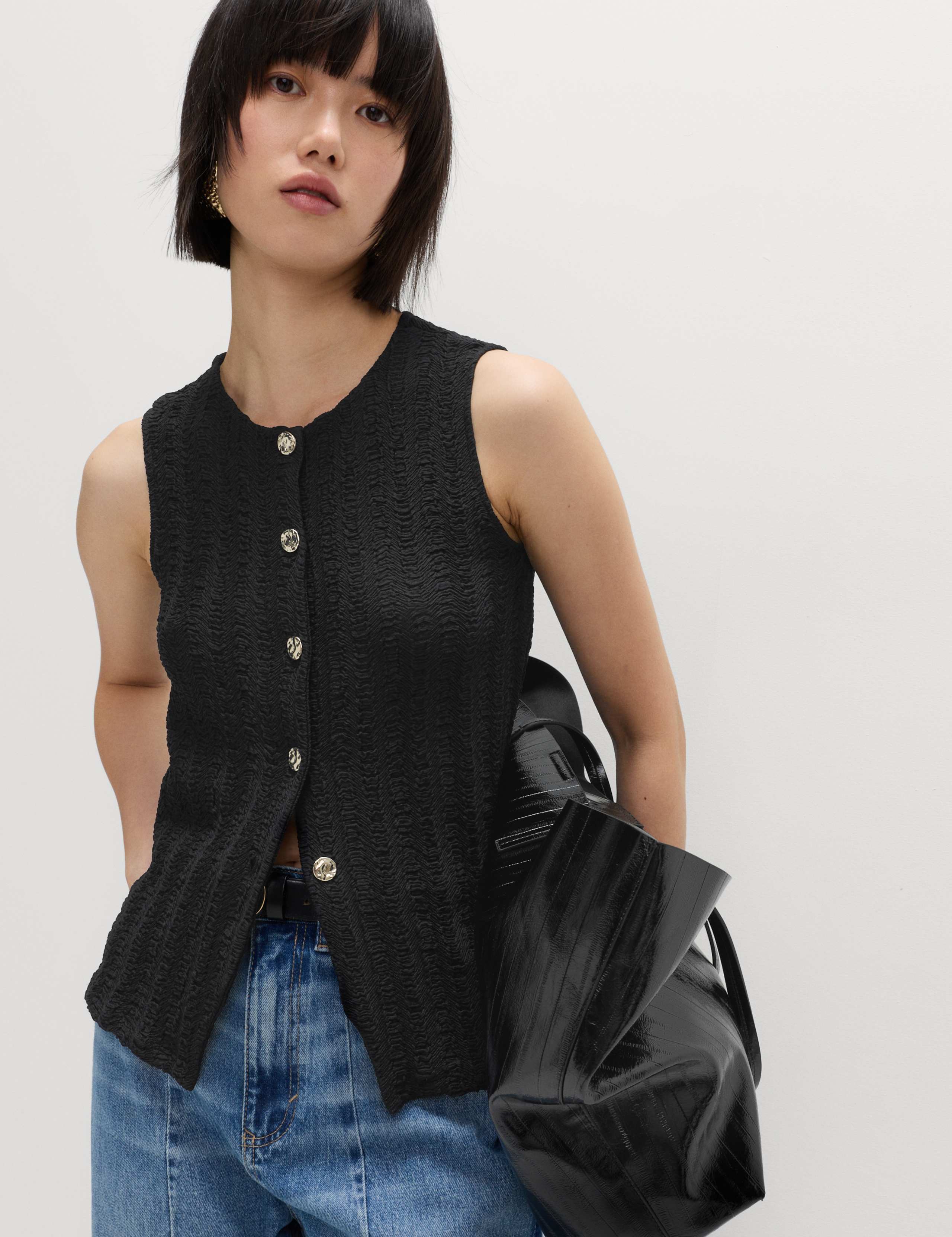 Crew Neck Textured Waistcoat 5 of 5