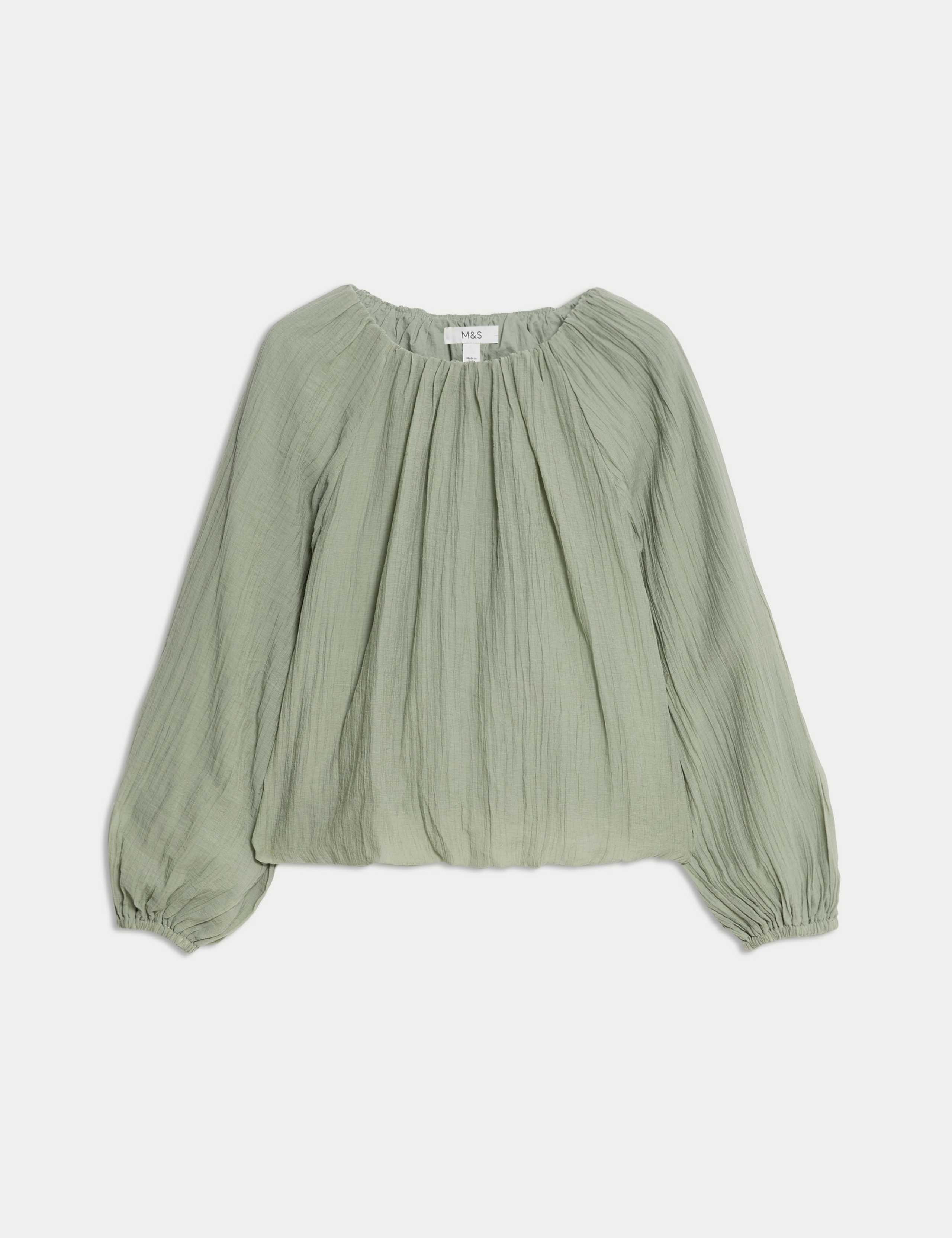 Lyocell Rich Textured Bubble Hem Blouse 2 of 10