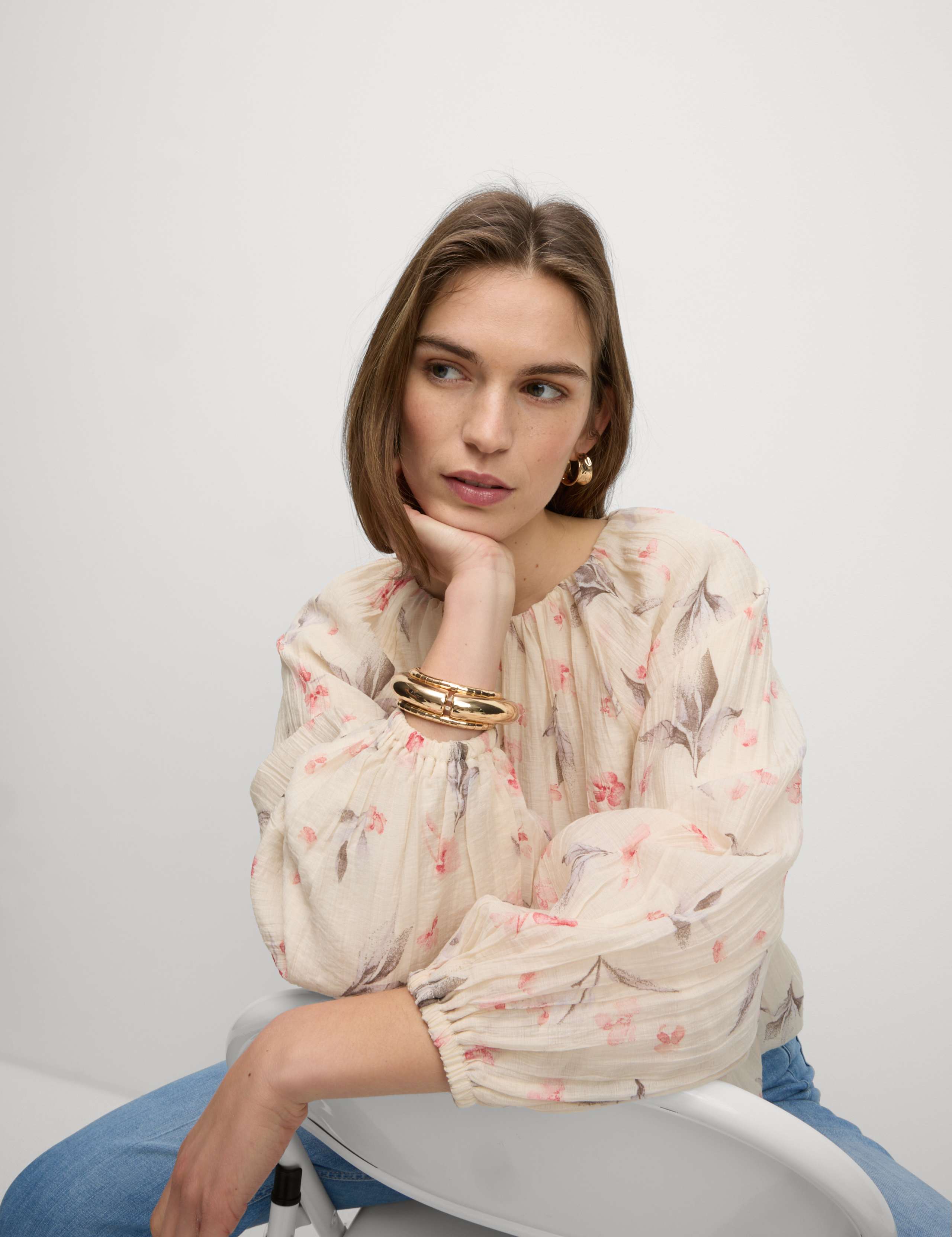 Lyocell Rich Floral Bubble Hem Blouse 3 of 4