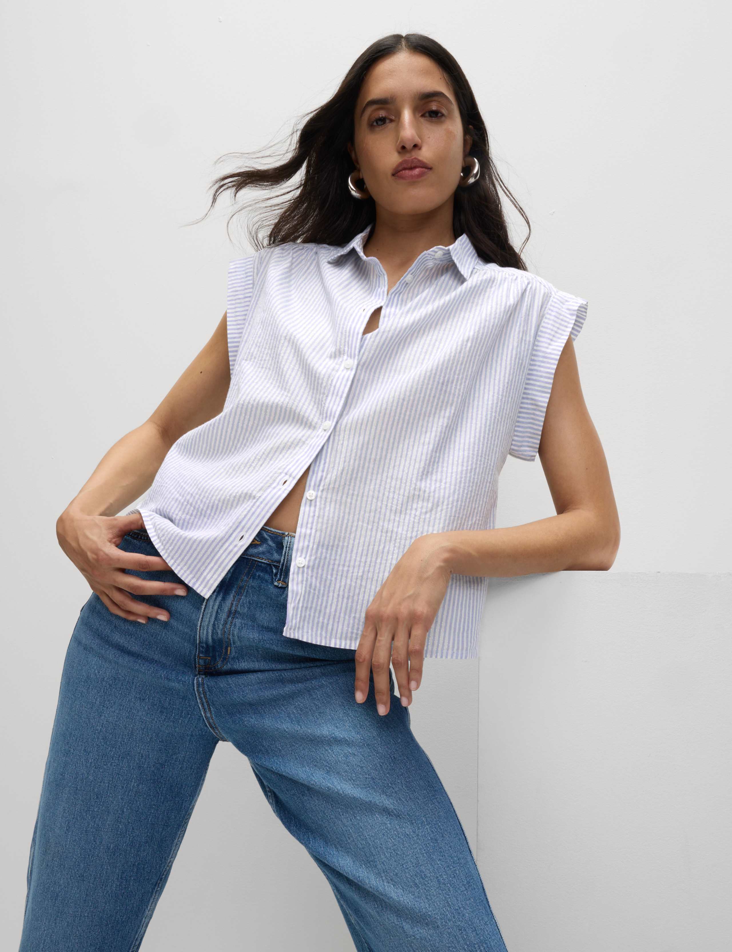 Cotton Rich Sparkly Striped Shirt 1 of 5