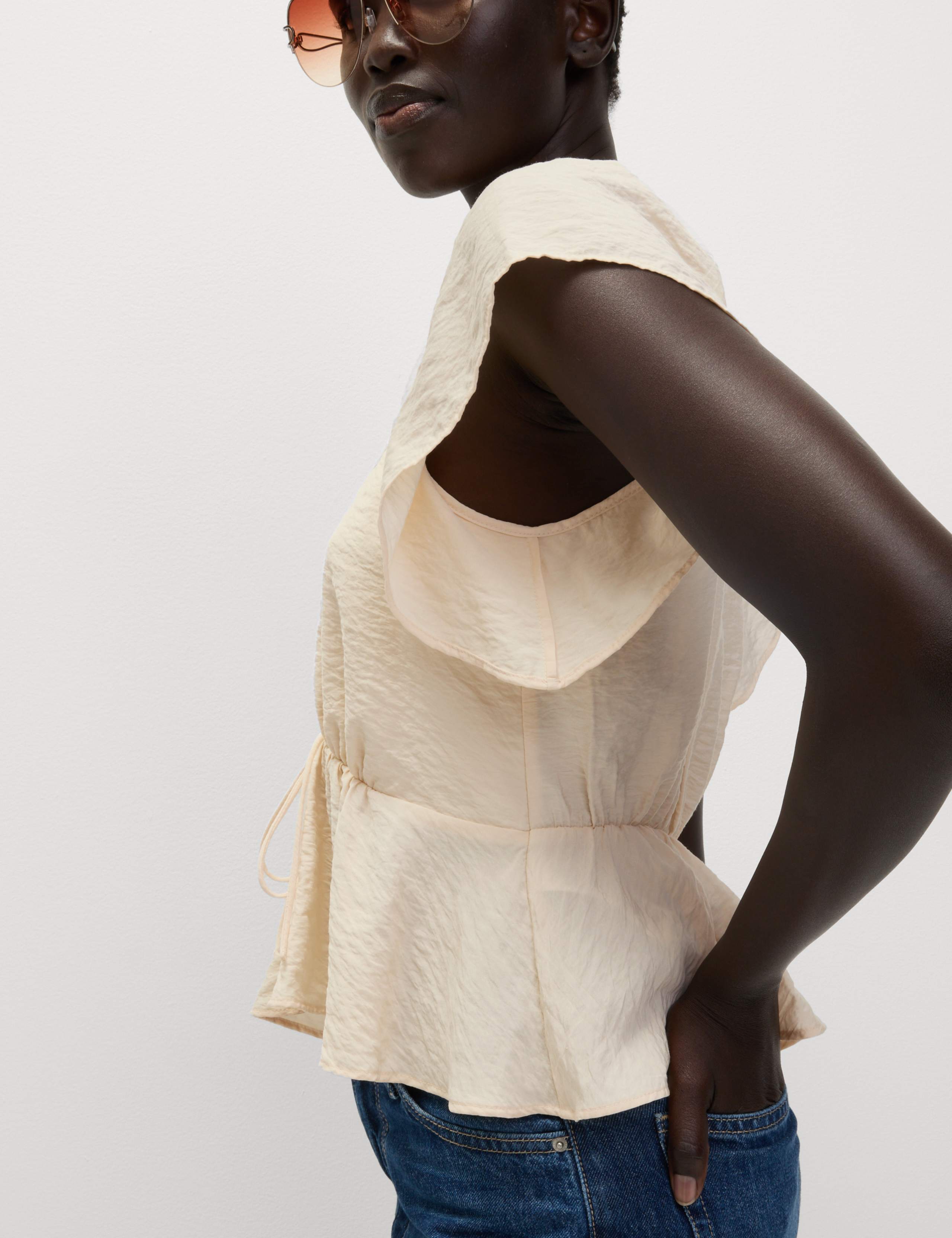 Lace V-Neck Ruffle Angel Sleeve Blouse 1 of 5