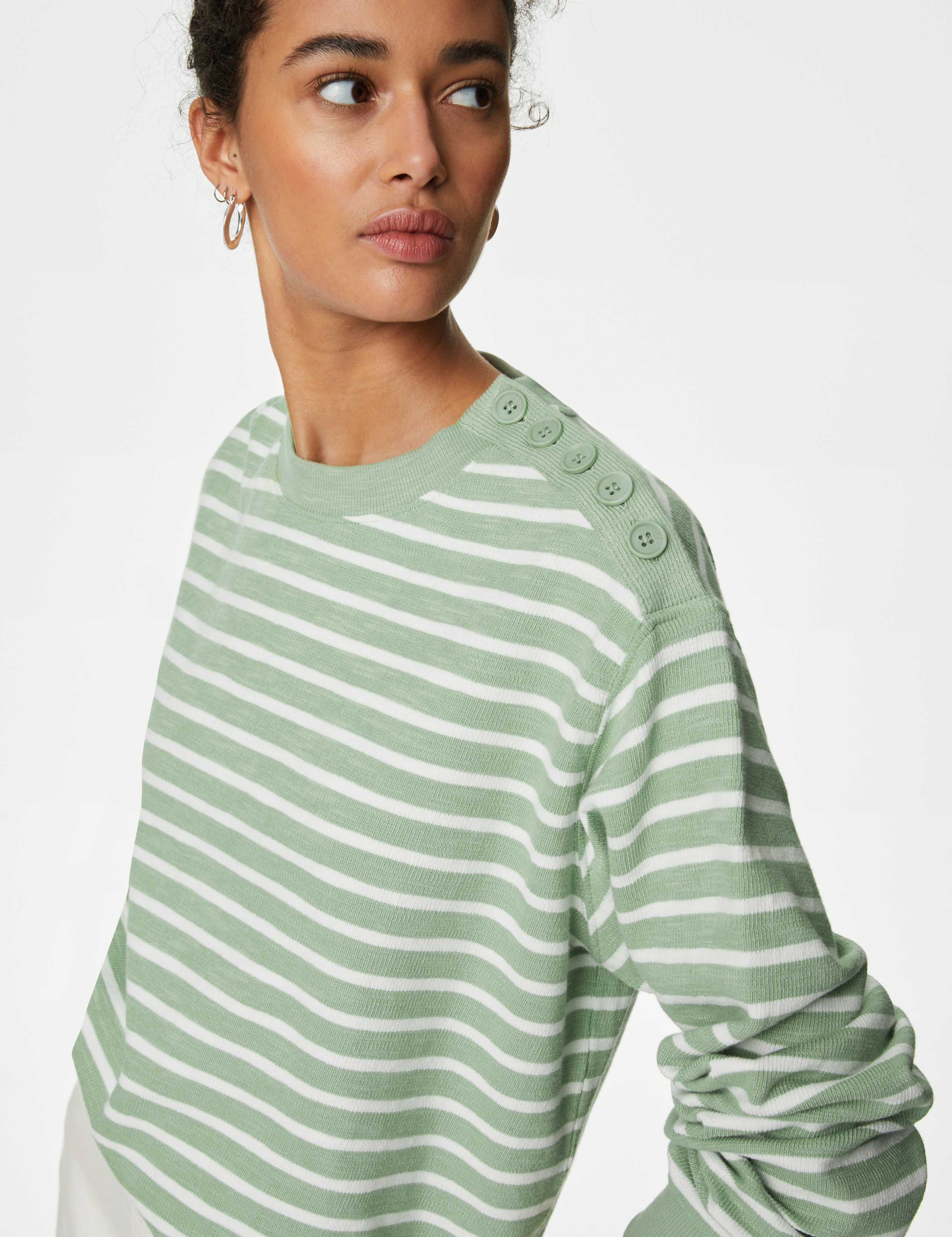 トップス HAVERSACK / stripe long sweat trainer M Dropped-Shoulder Sweatshirt - Cream/striped - Ladies | H&M CA