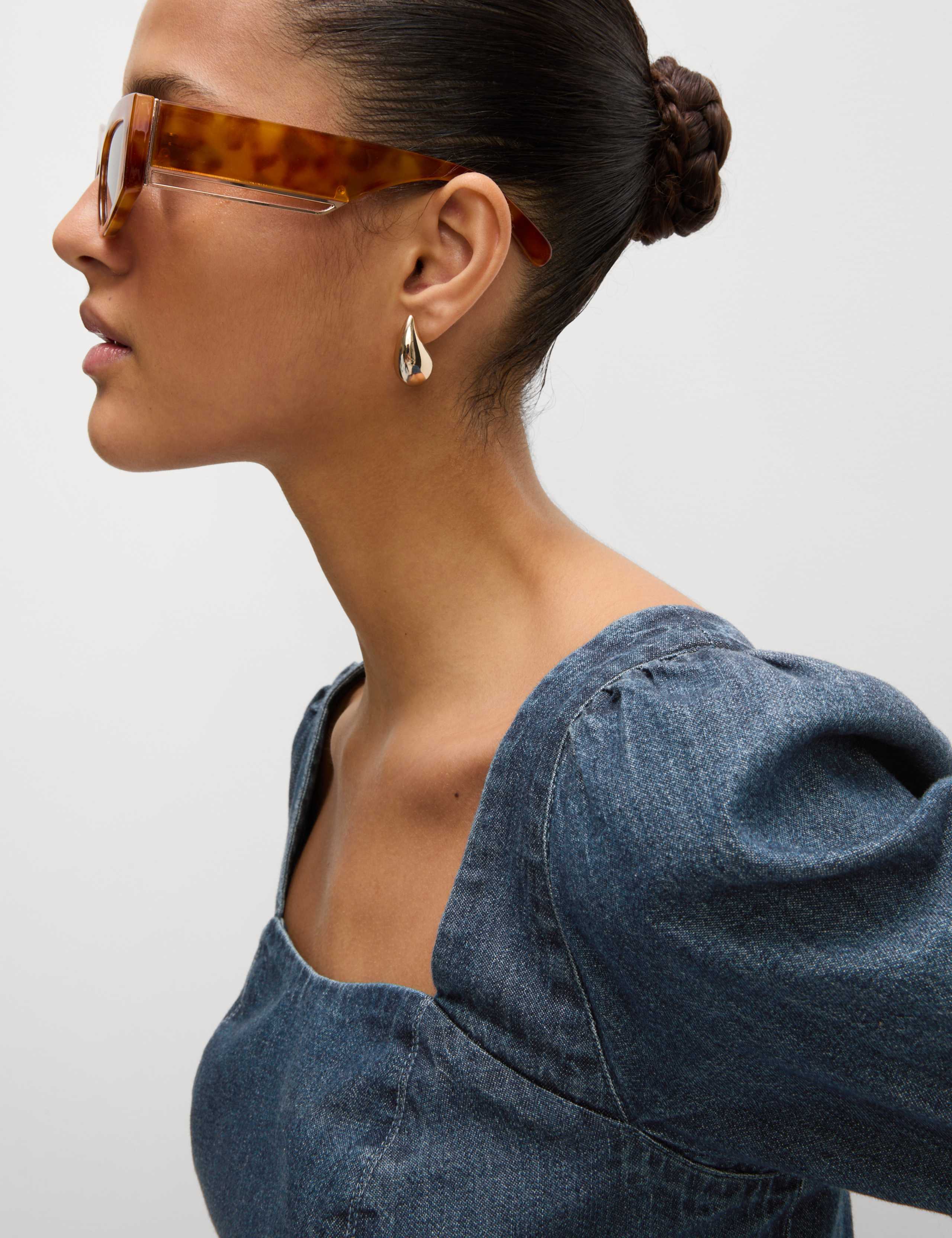 Pure Cotton Denim Square Neck Slim Fit Top 4 of 5