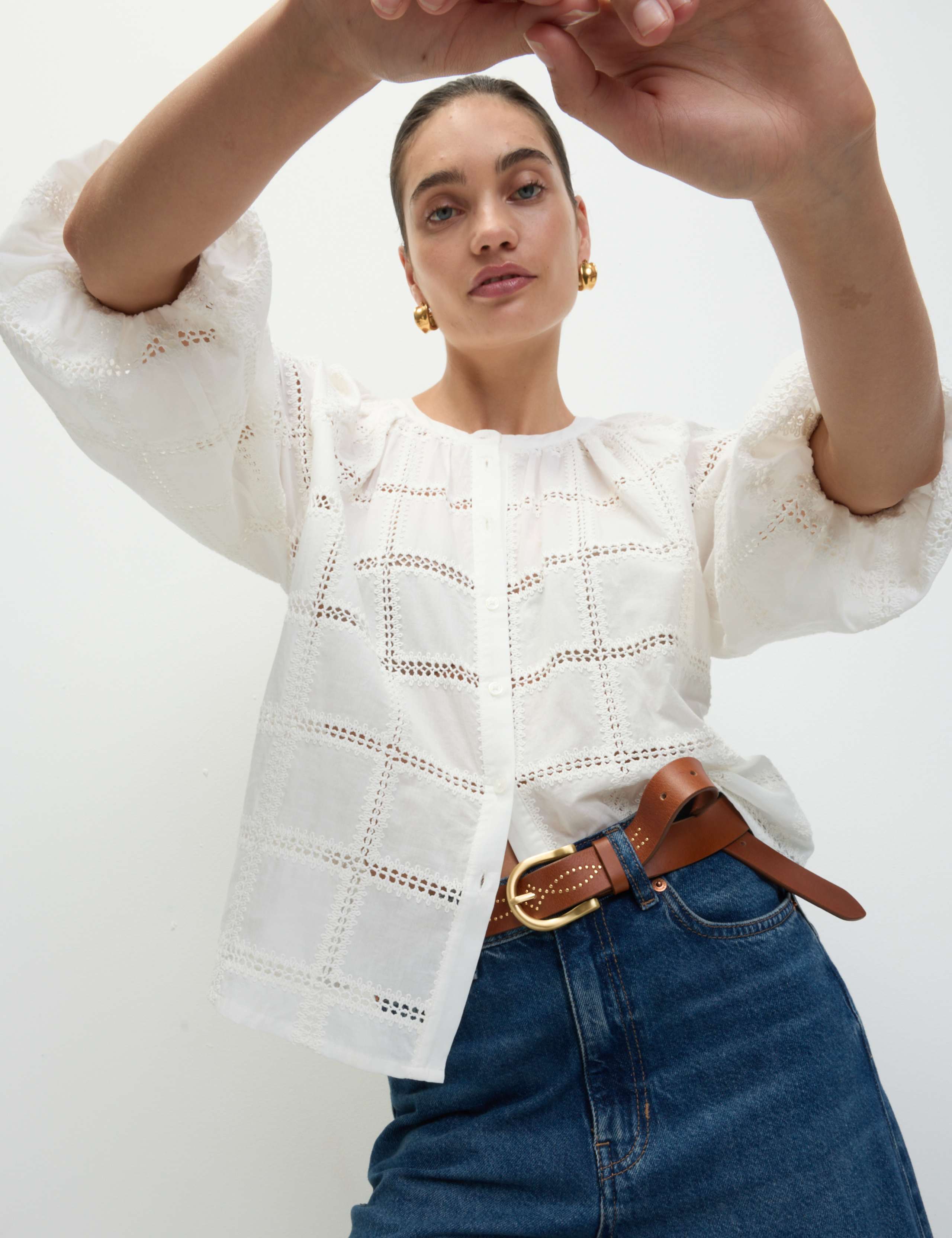 Pure Cotton Broderie Blouse 1 of 6
