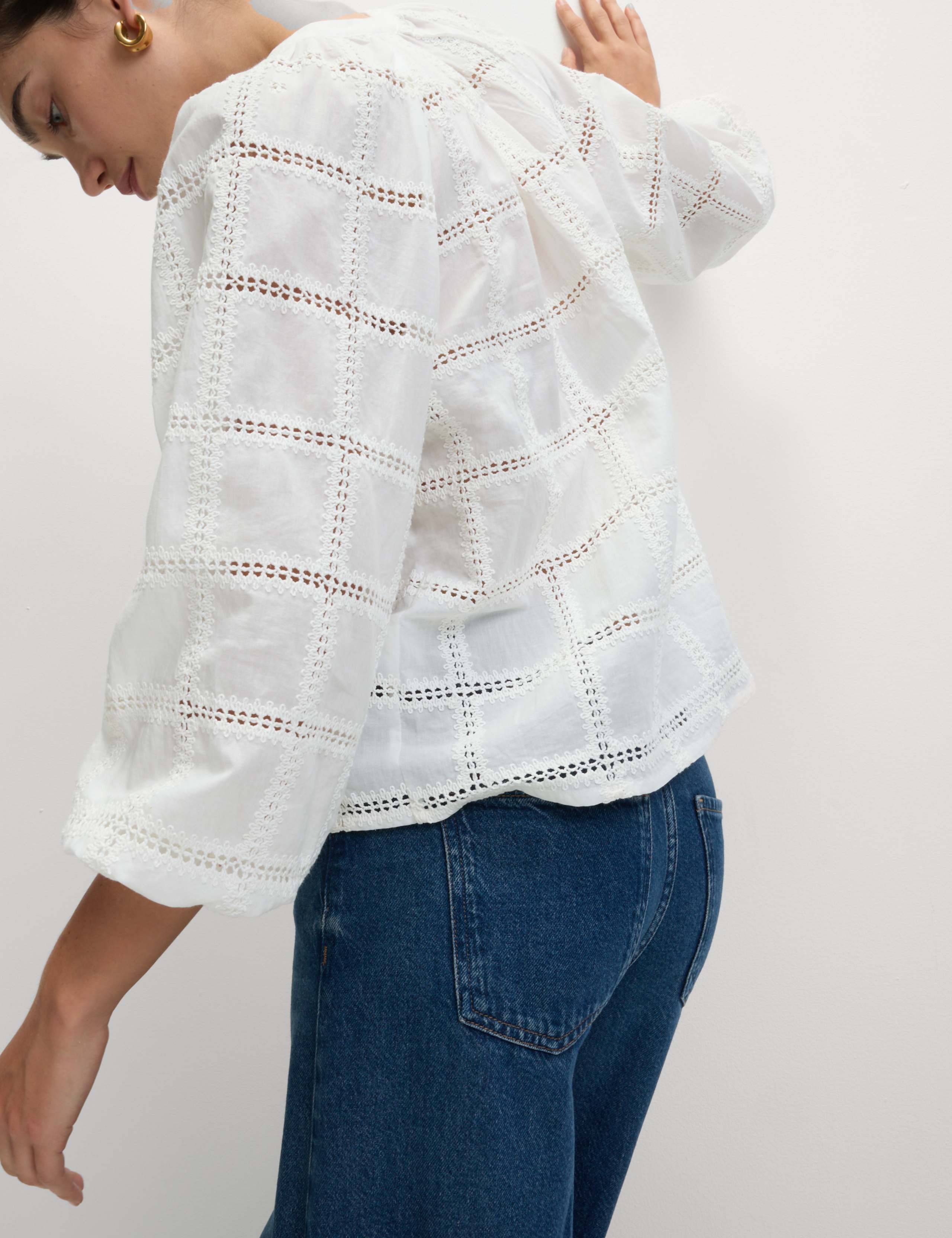 Pure Cotton Broderie Blouse 3 of 6