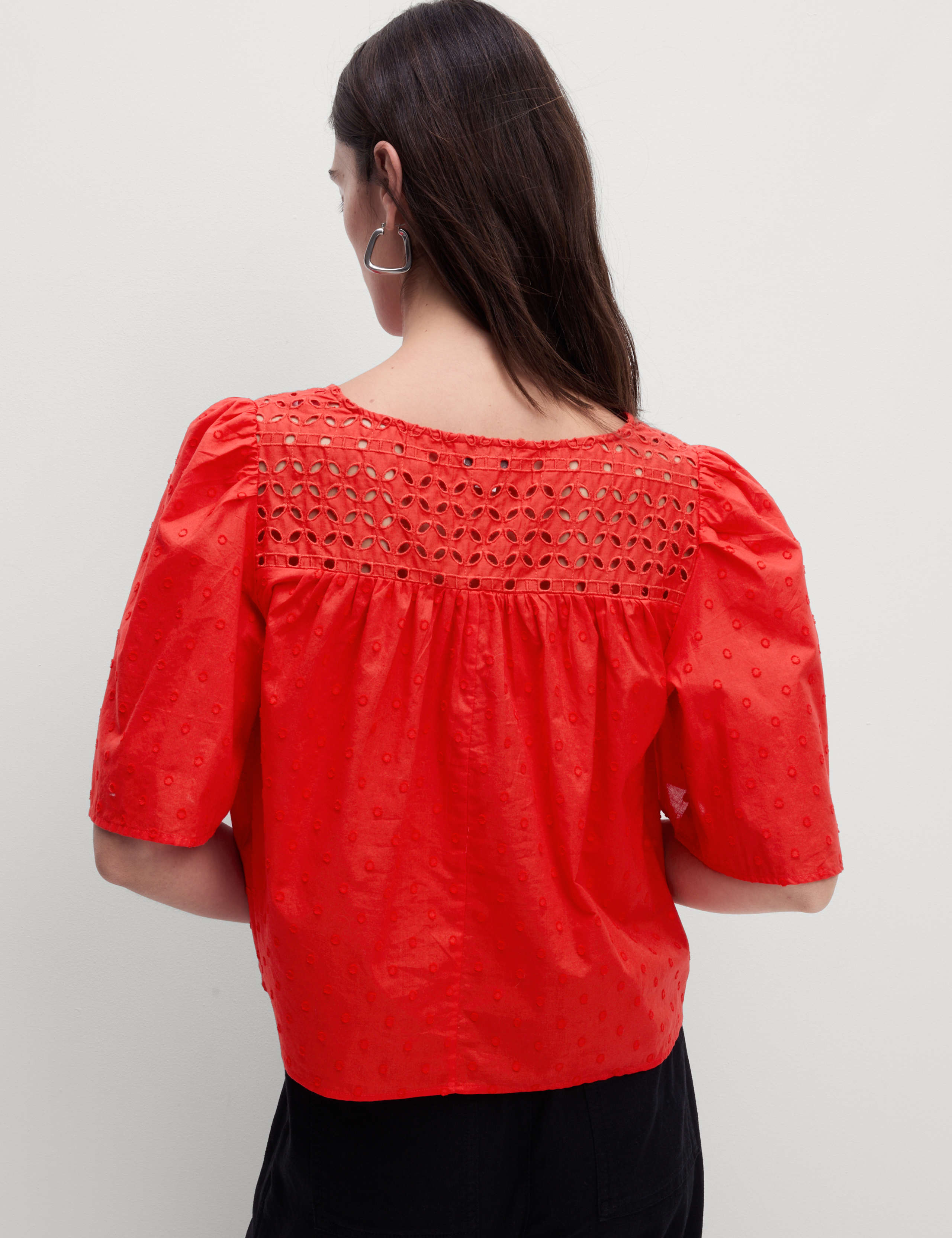 Pure Cotton Broderie Textured Blouse 6 of 6