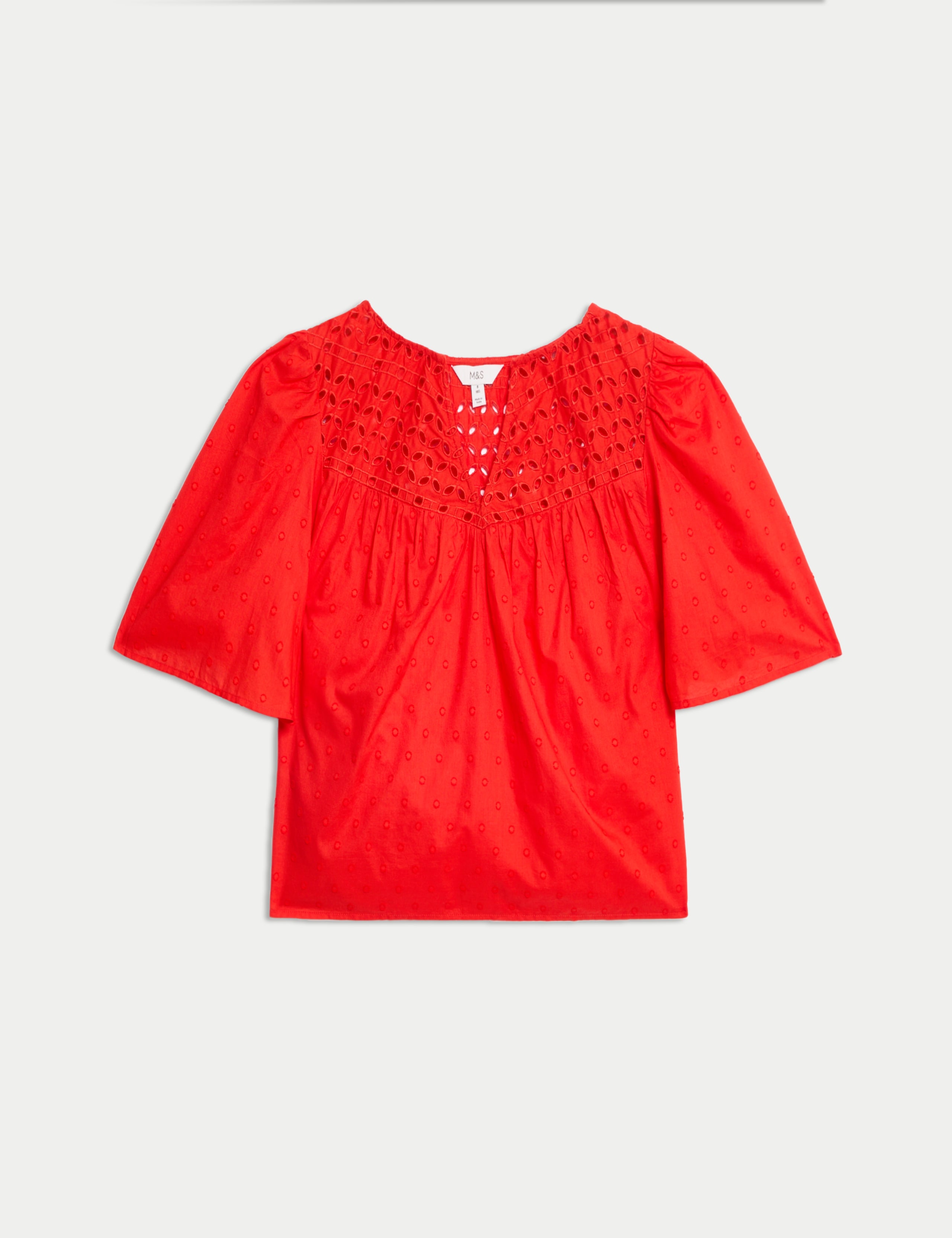Pure Cotton Broderie Textured Blouse 2 of 6