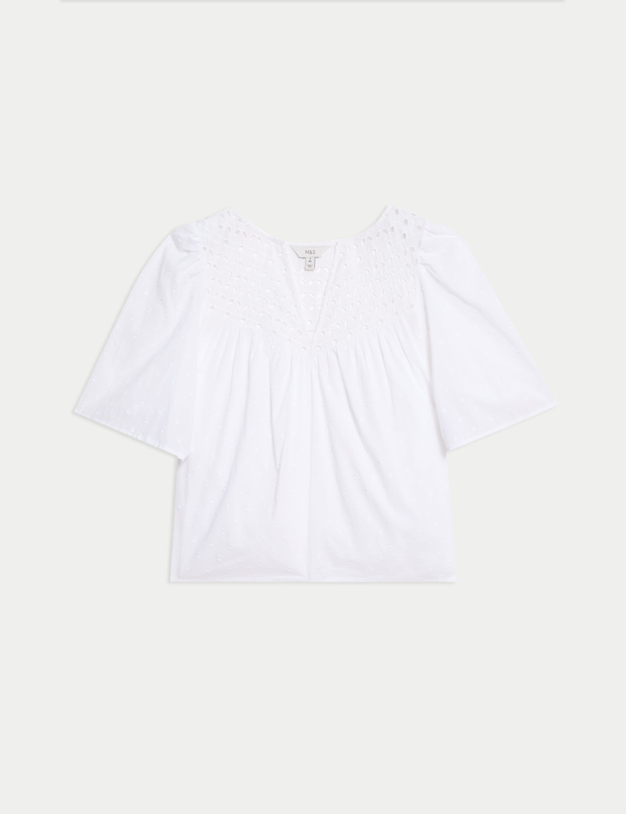 Pure Cotton Broderie Textured Blouse 2 of 5