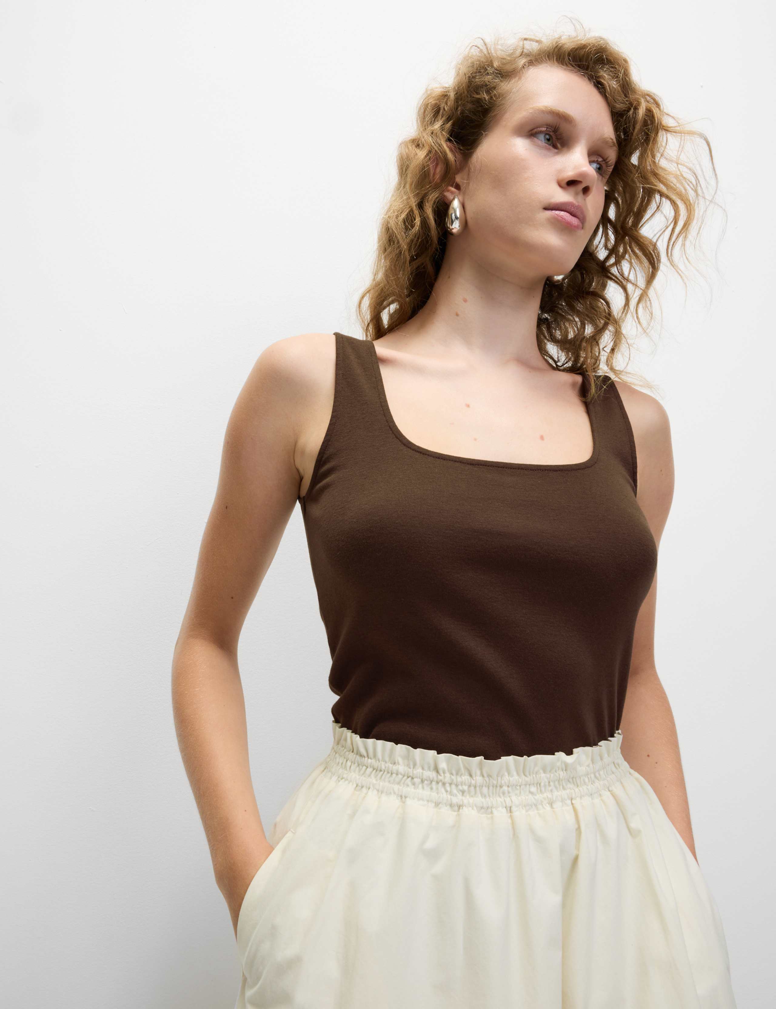 Pure Cotton Square Neck Vest Top 3 of 4