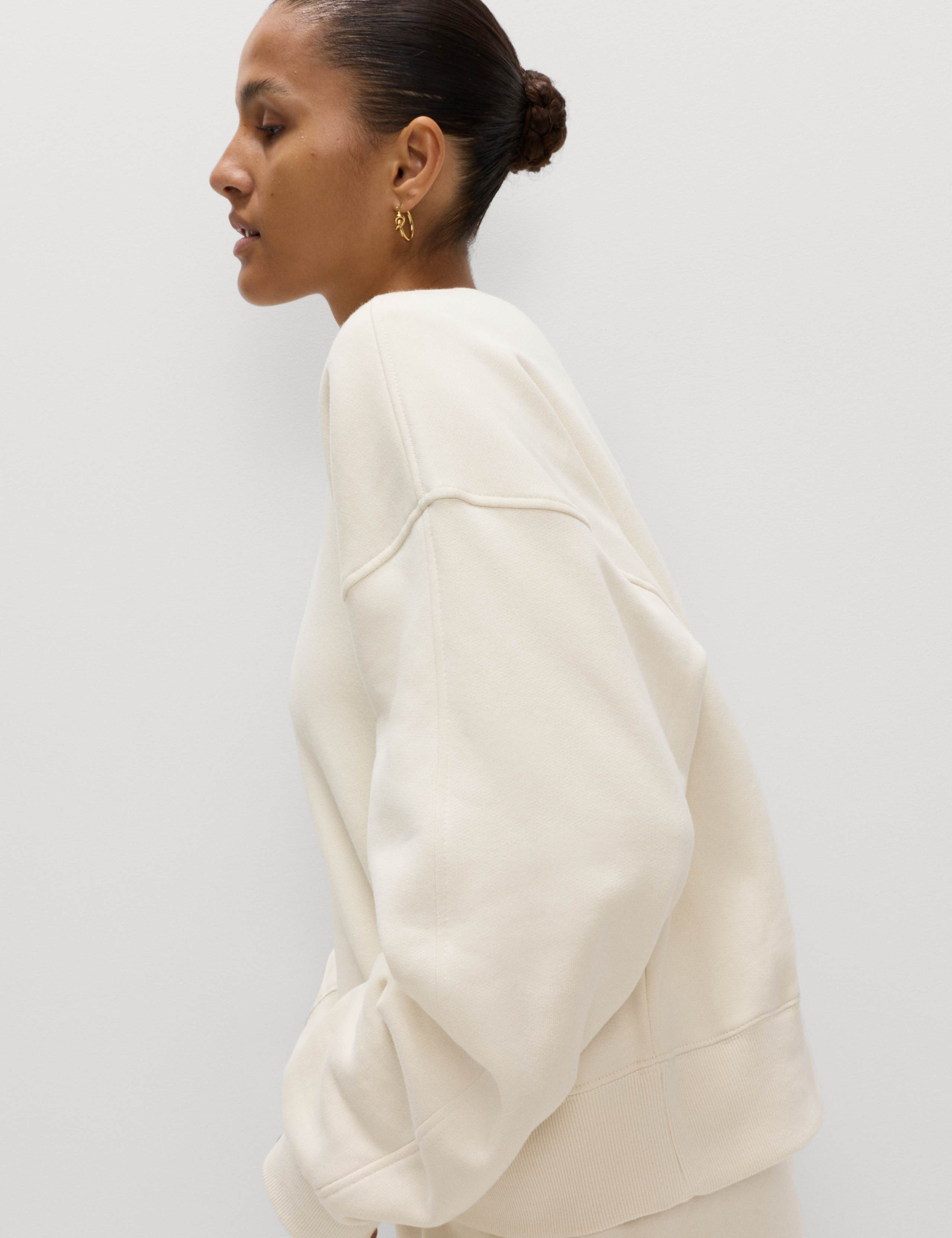 Pure Cotton Garment Dye Cropped Sweatshirt 4 of 6