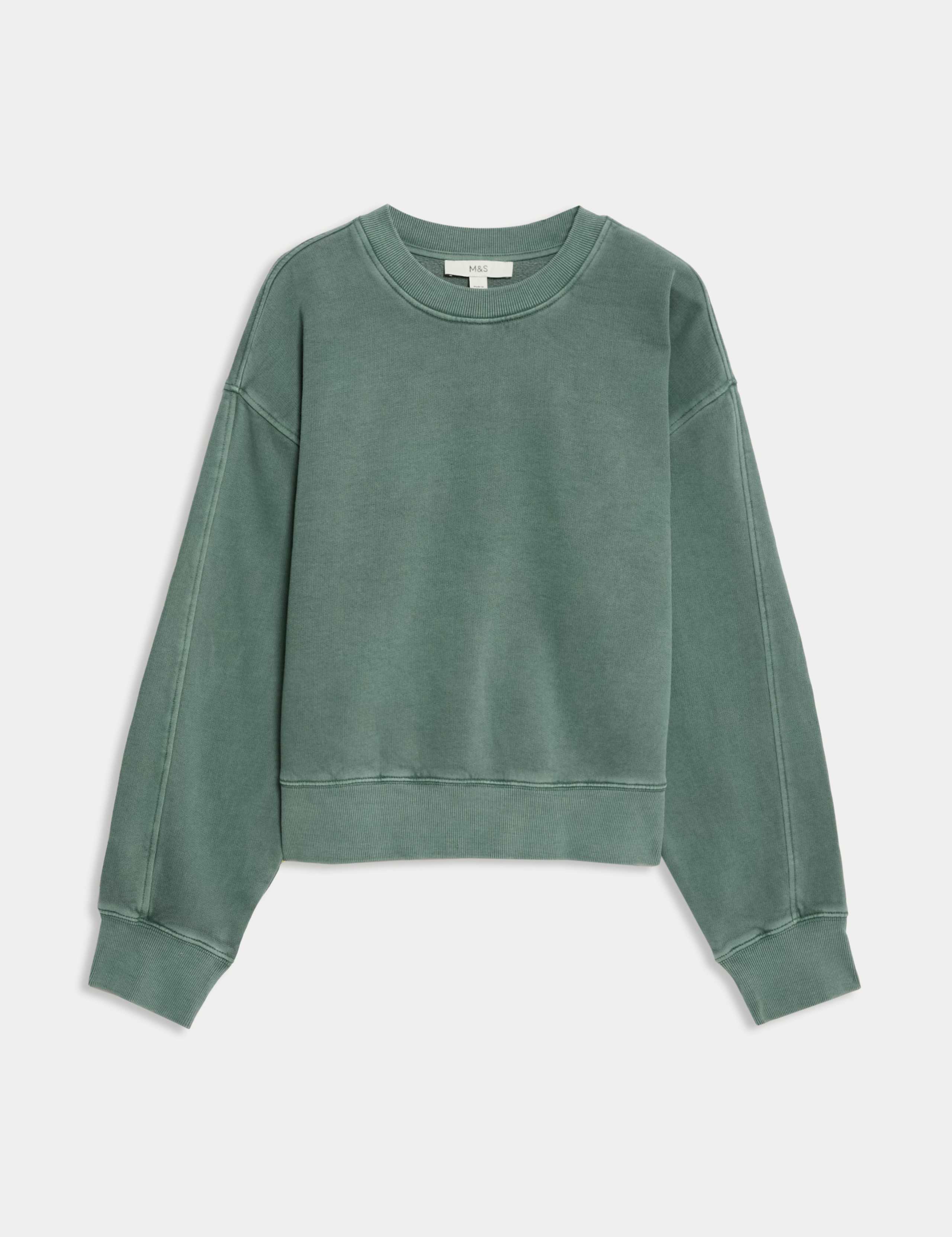 Pure Cotton Garment Dye Cropped Sweatshirt 2 of 6