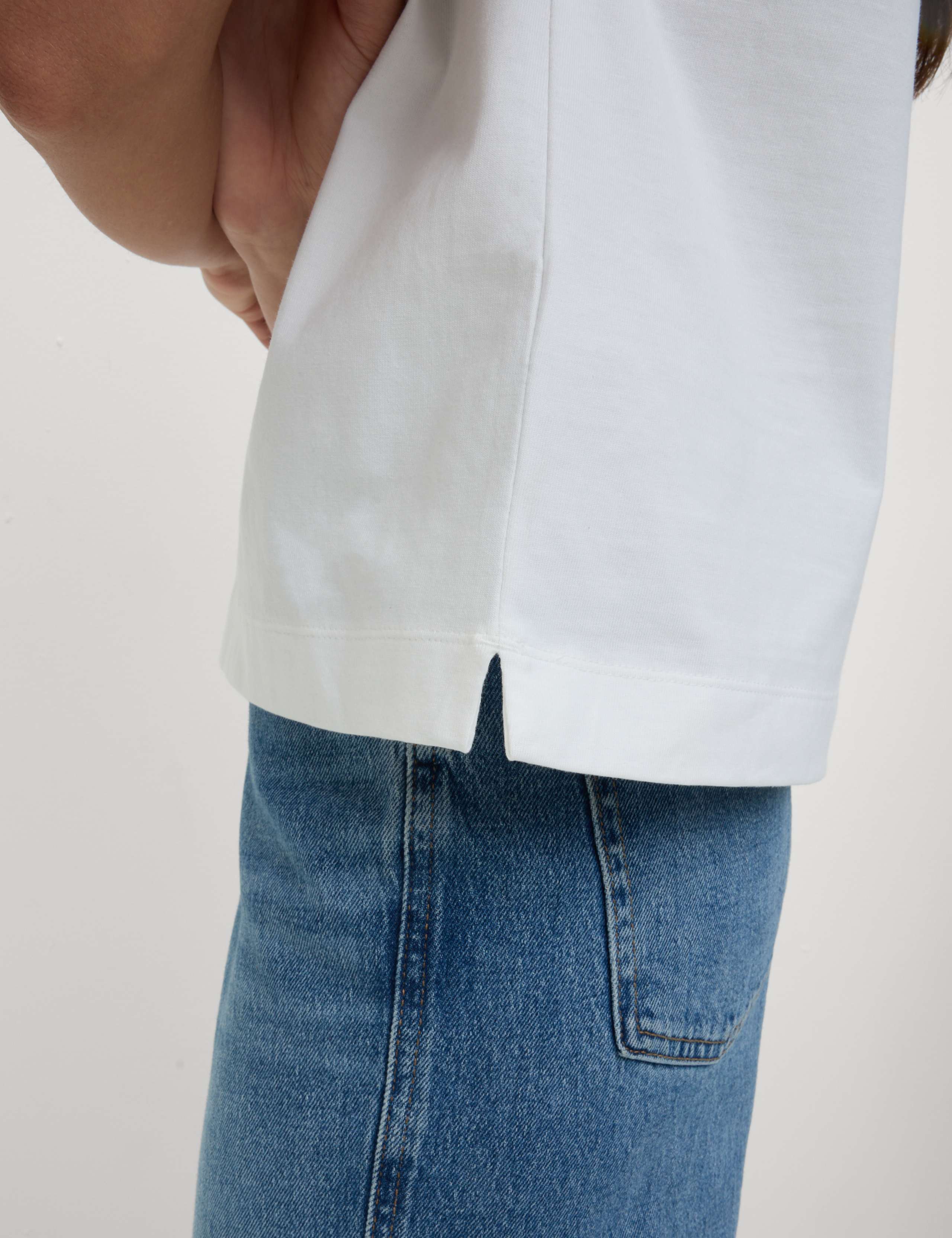 Pure Cotton Ribbon Appliqué Crew Neck T-Shirt 4 of 4
