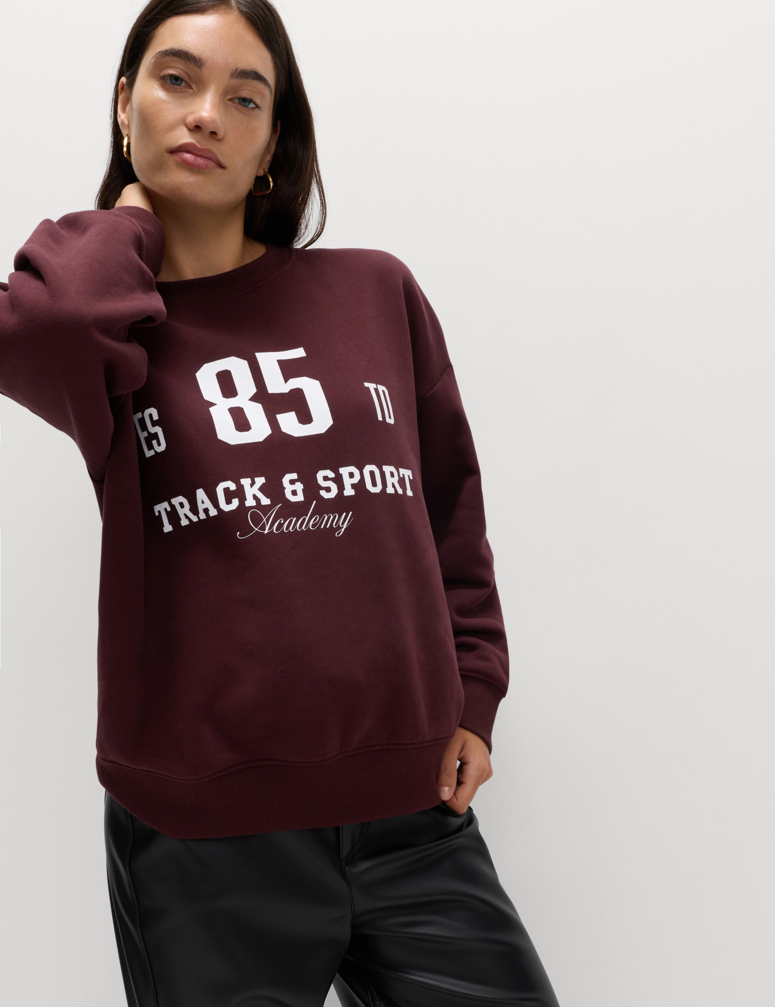Cotton Rich Slogan Crew Neck Sweat-shirt 1 of 5