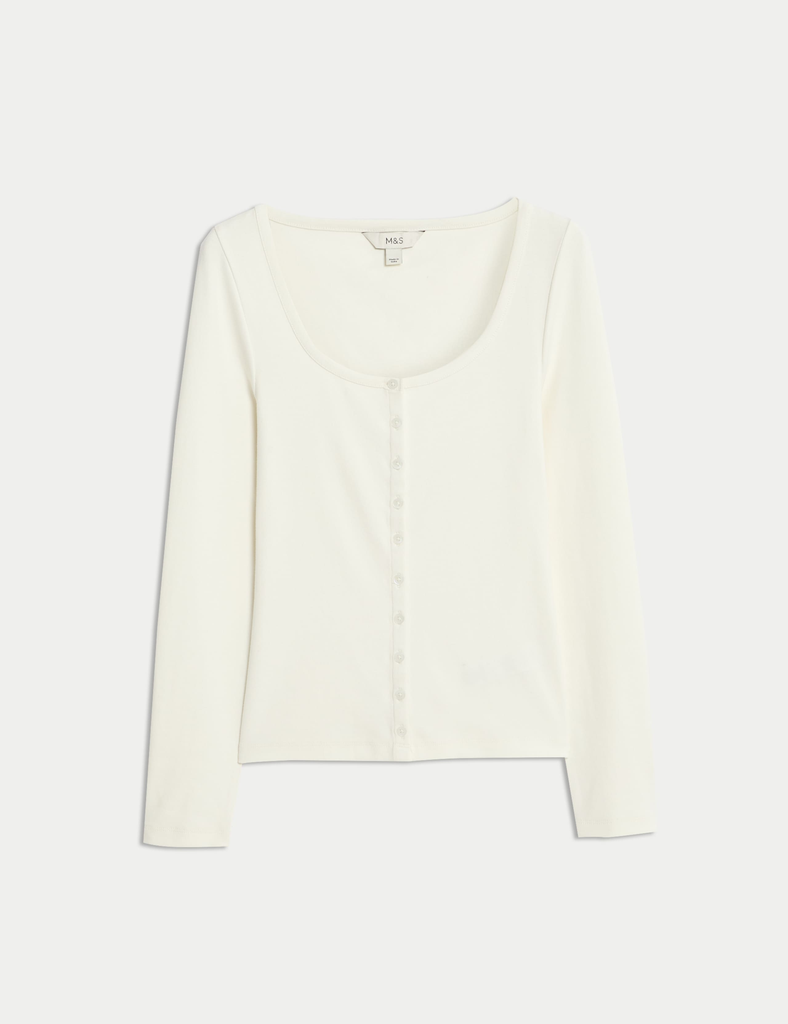 Cotton Rich Scoop Neck Henley Top 2 of 5