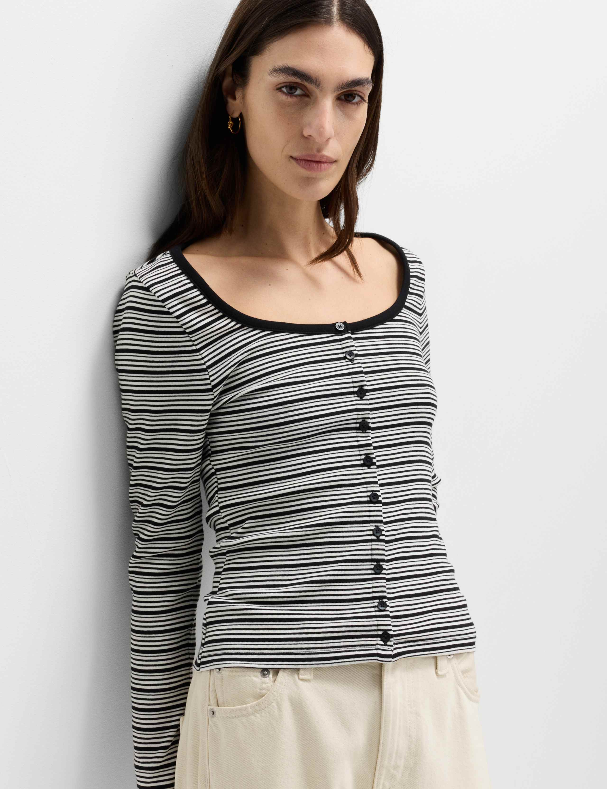 Cotton Rich Scoop Neck Henley Top 3 of 6