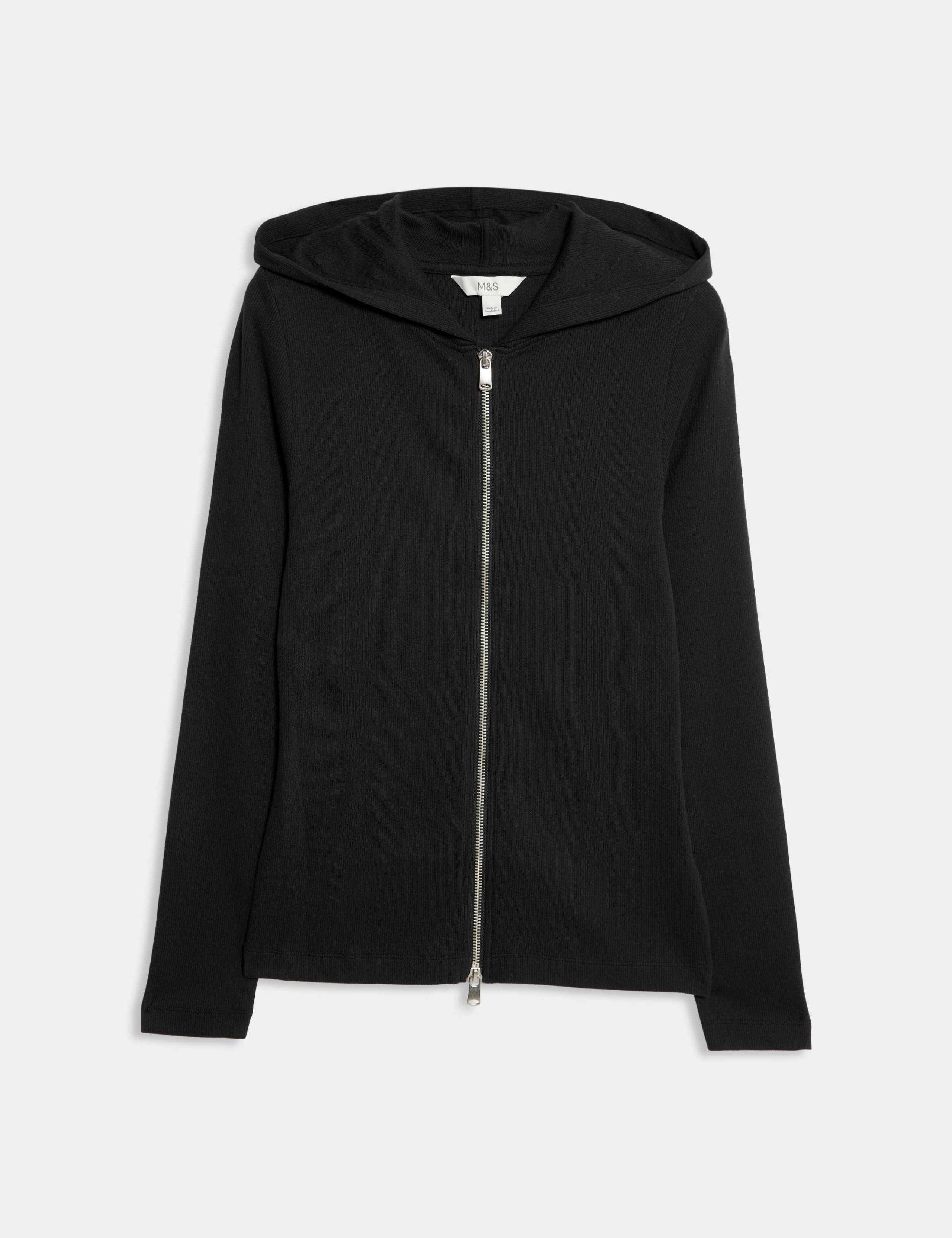 Cotton Rich Slim Fit Ribbed Hoodie 2 of 5