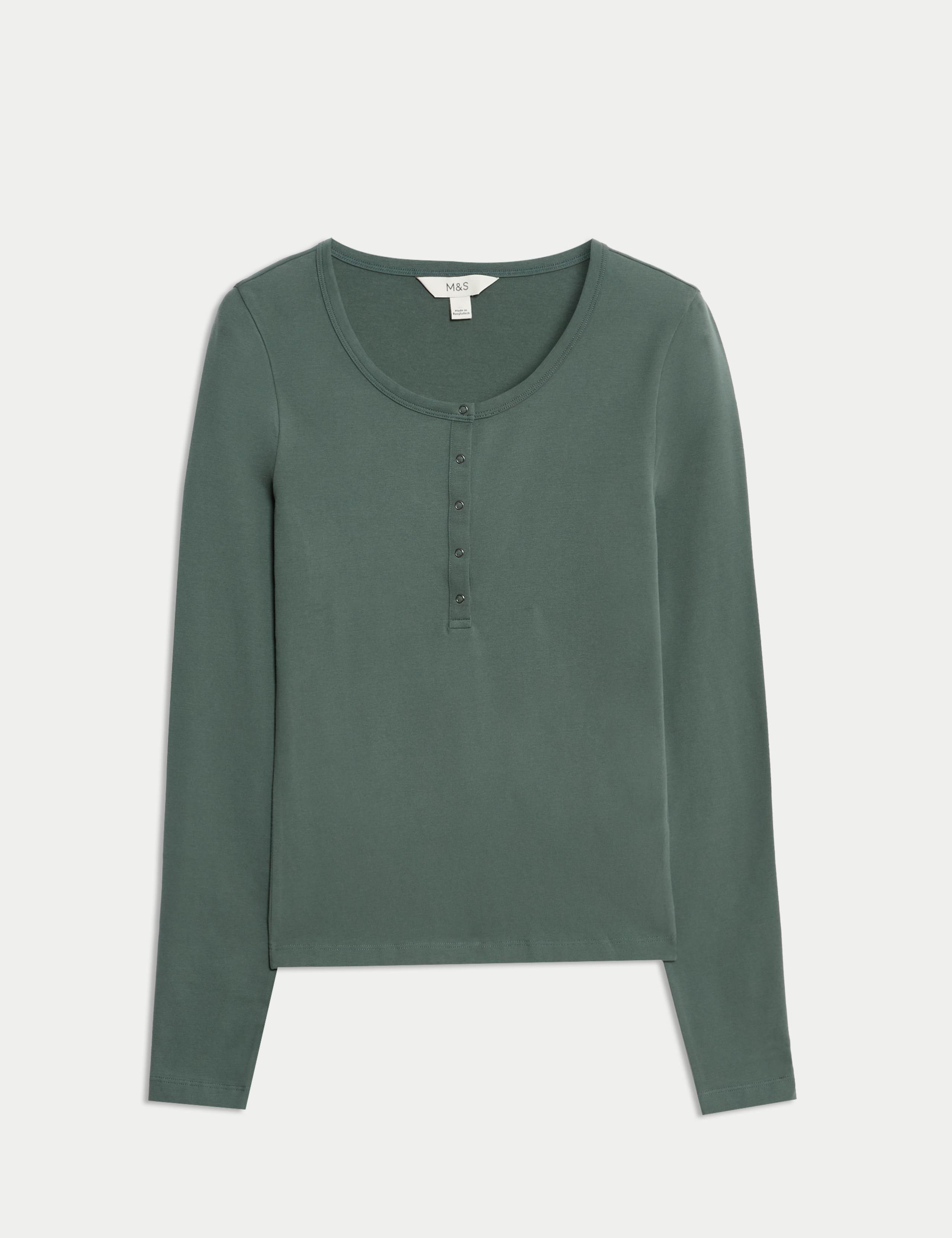 Cotton Rich Garment Dye Henley Top 2 of 5