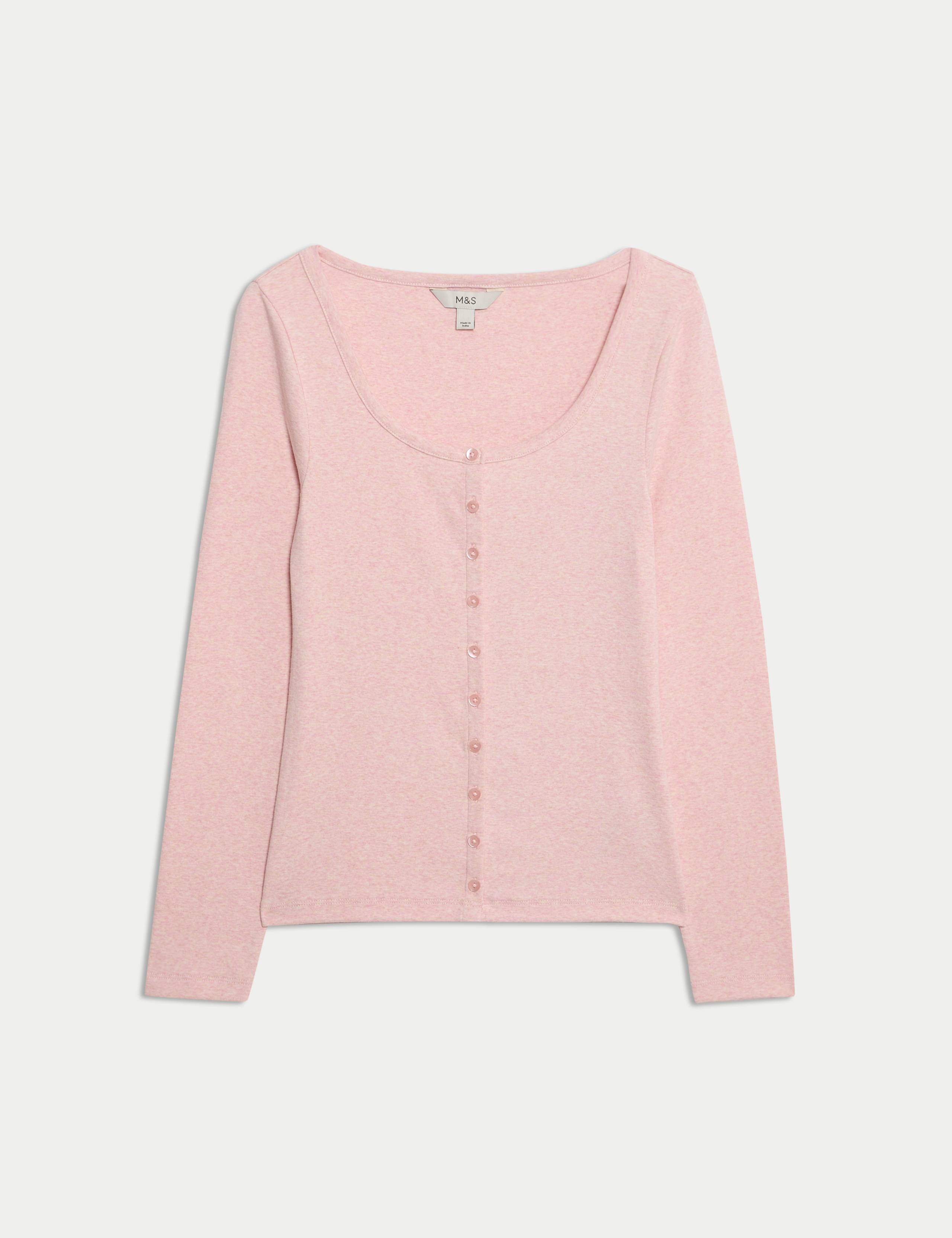 Cotton Rich Scoop Neck Henley Top 2 of 5