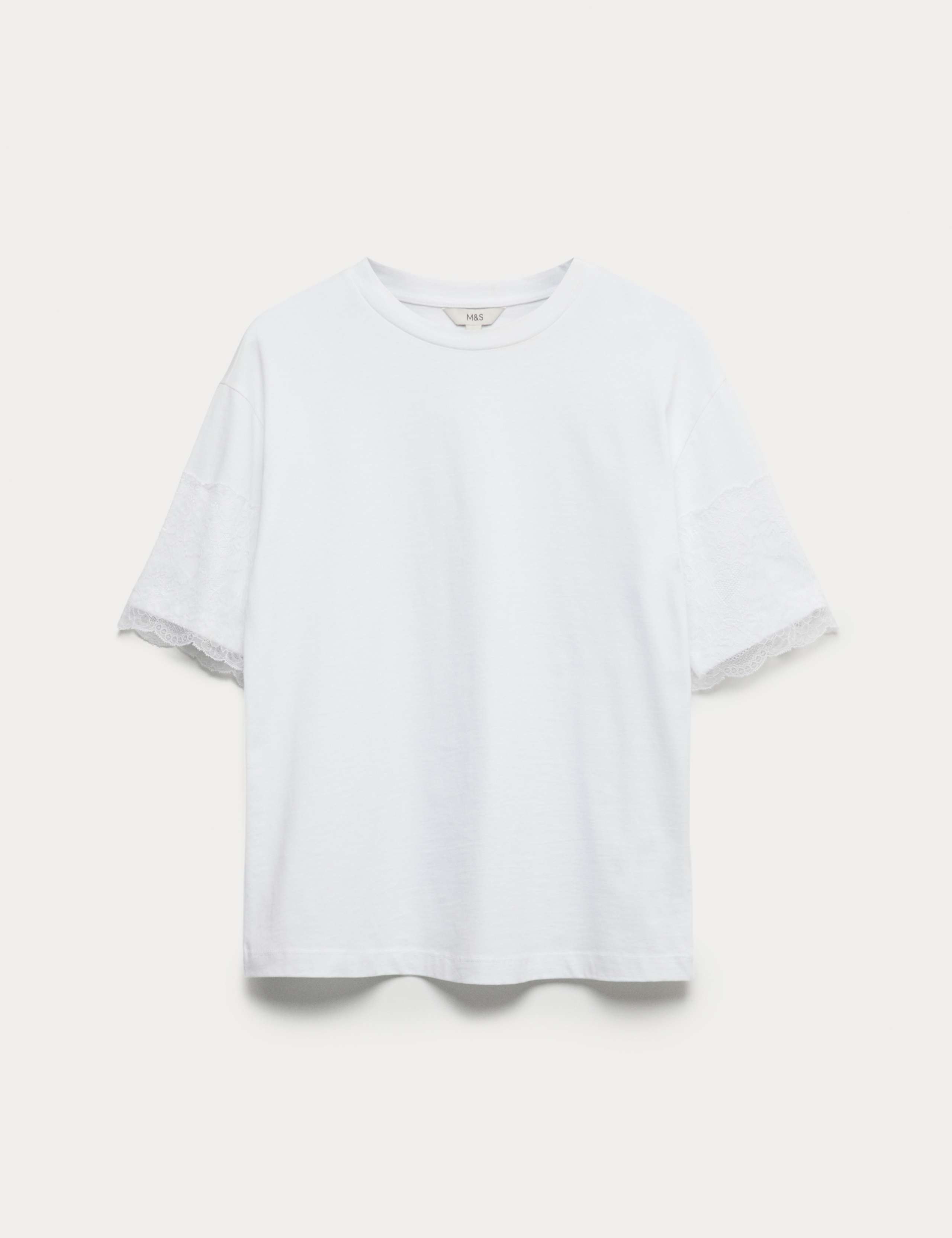 Pure Cotton Lace Sleeve T-Shirt 2 of 5