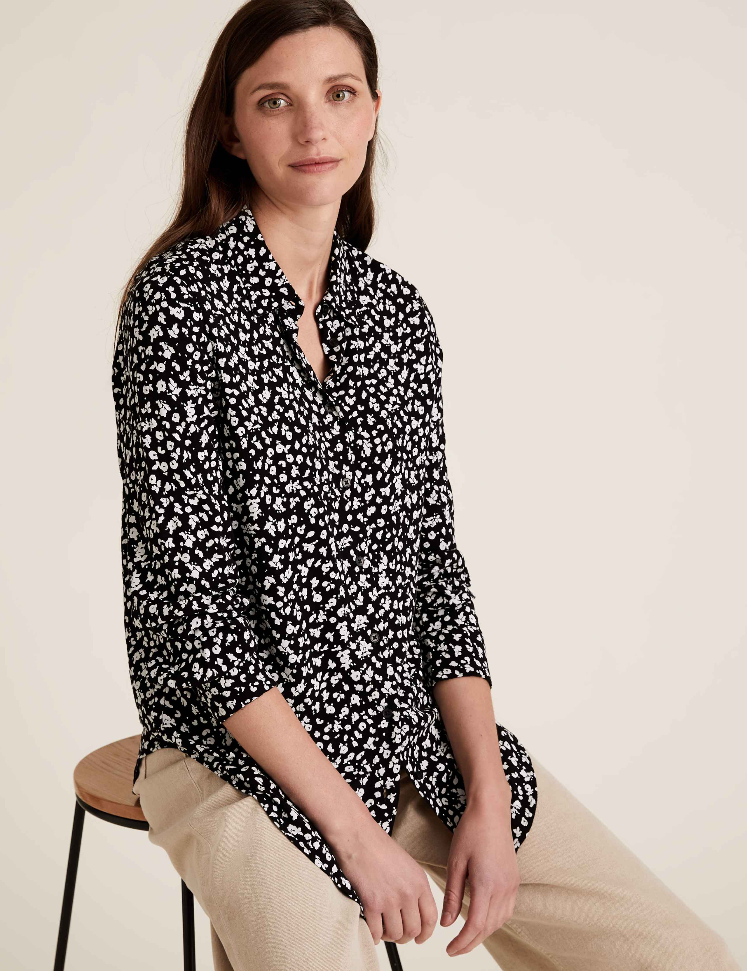 Animal Print Longline Long Sleeve Shirt 1 of 4