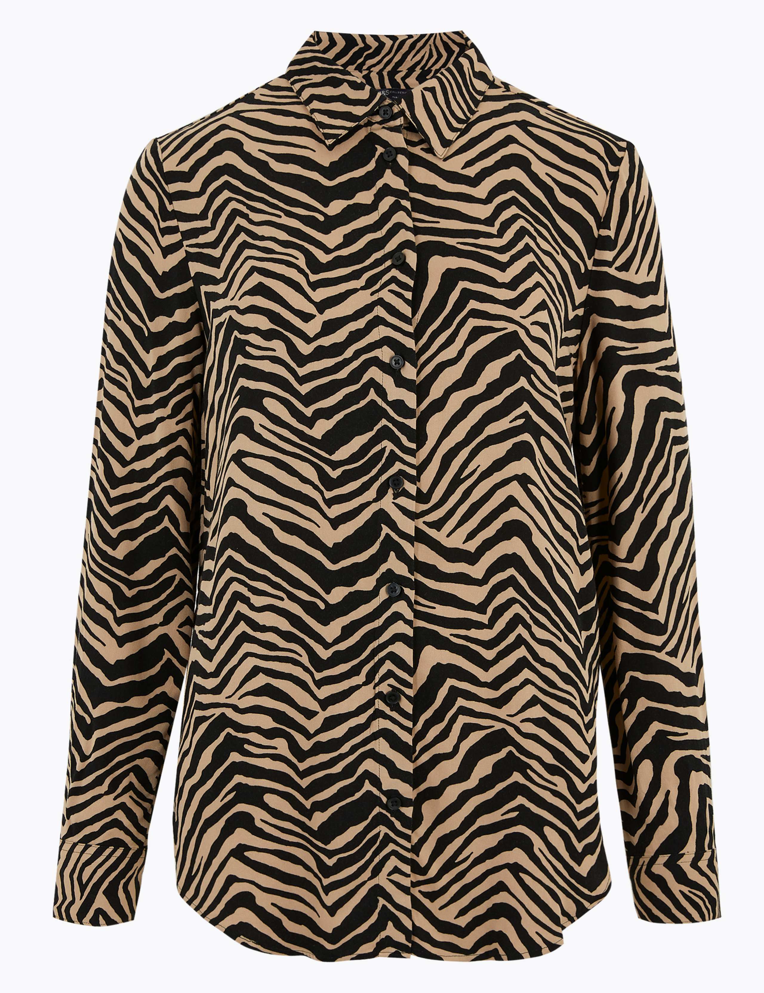 Zebra Print Longline Long Sleeve Shirt 2 of 4