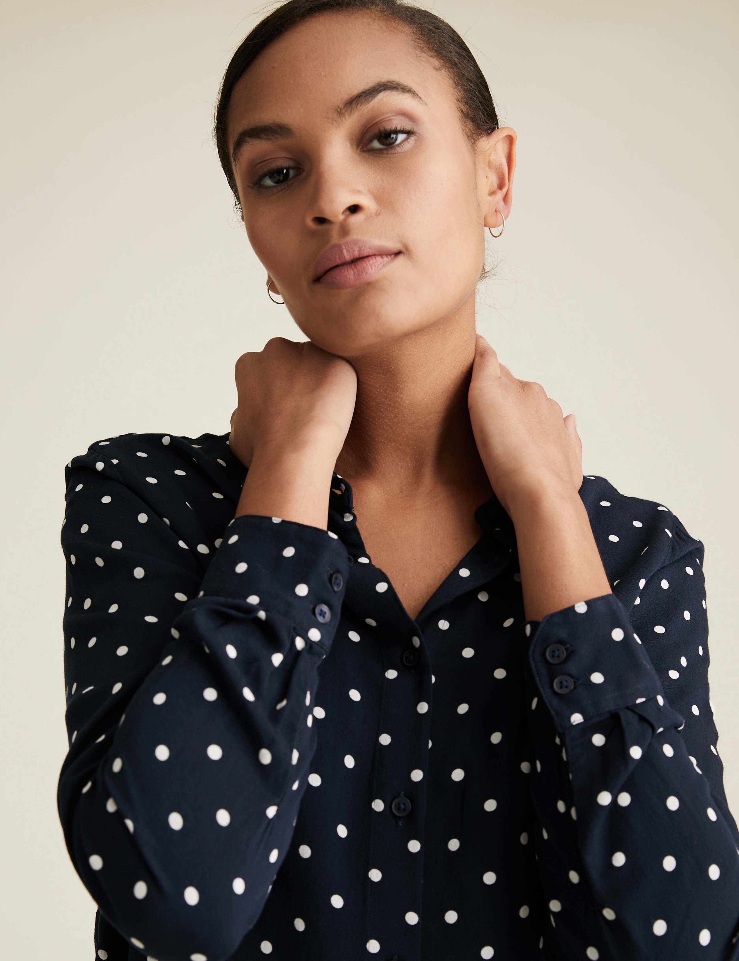 Polka Dot Longline Long Sleeve Shirt 4 of 5