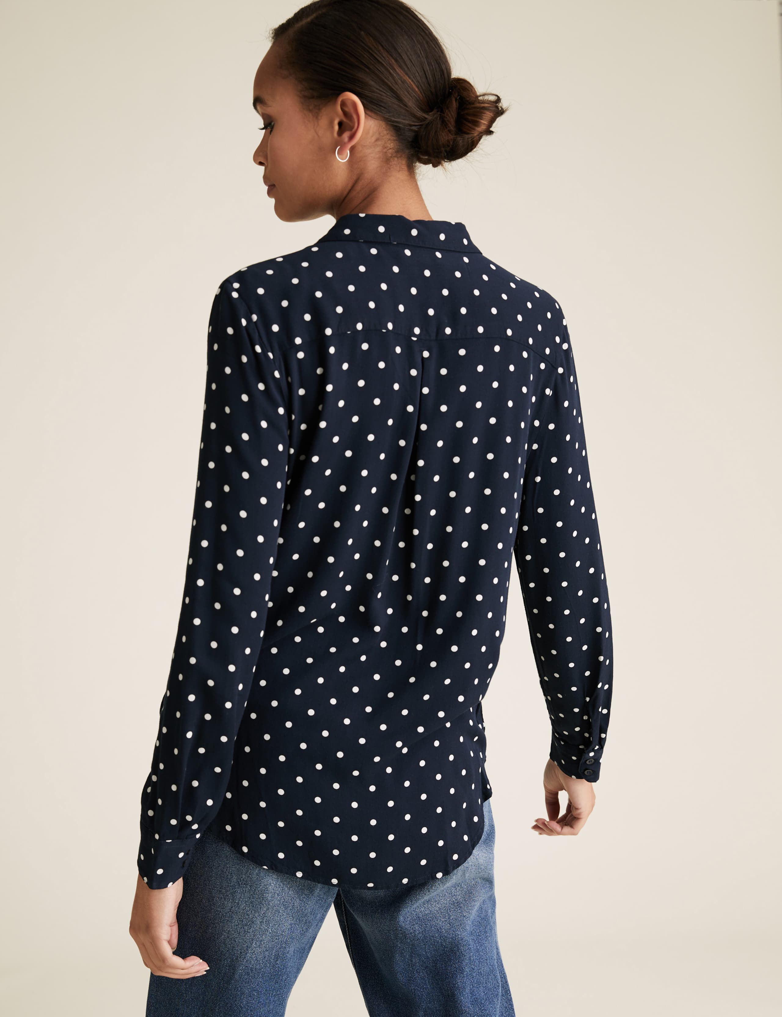 Polka Dot Longline Long Sleeve Shirt 5 of 5
