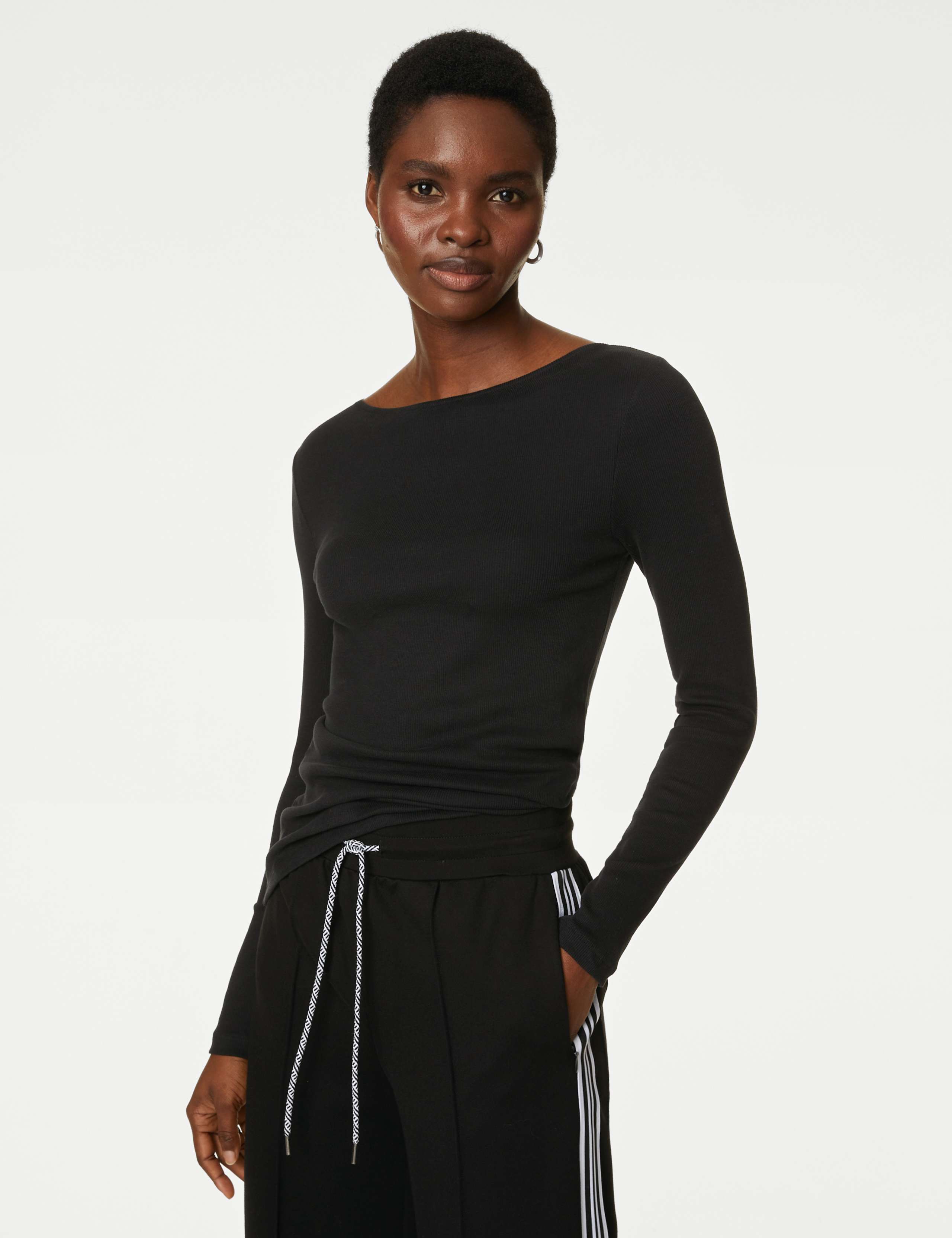 Cotton Rich Ribbed Slim Fit Top 1 of 5