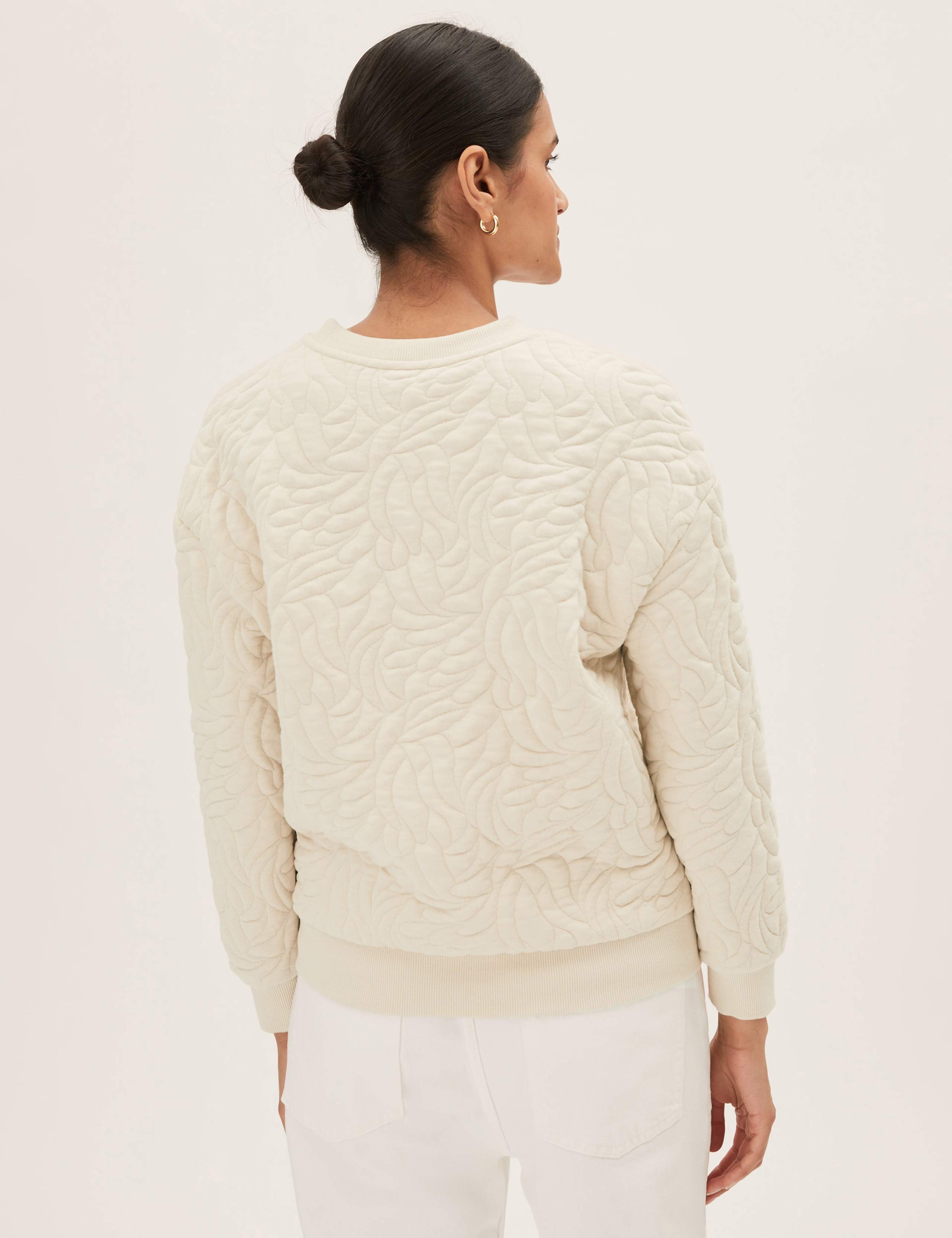 Quilted Long Sleeve Sweatshirt with Cotton 5 of 5