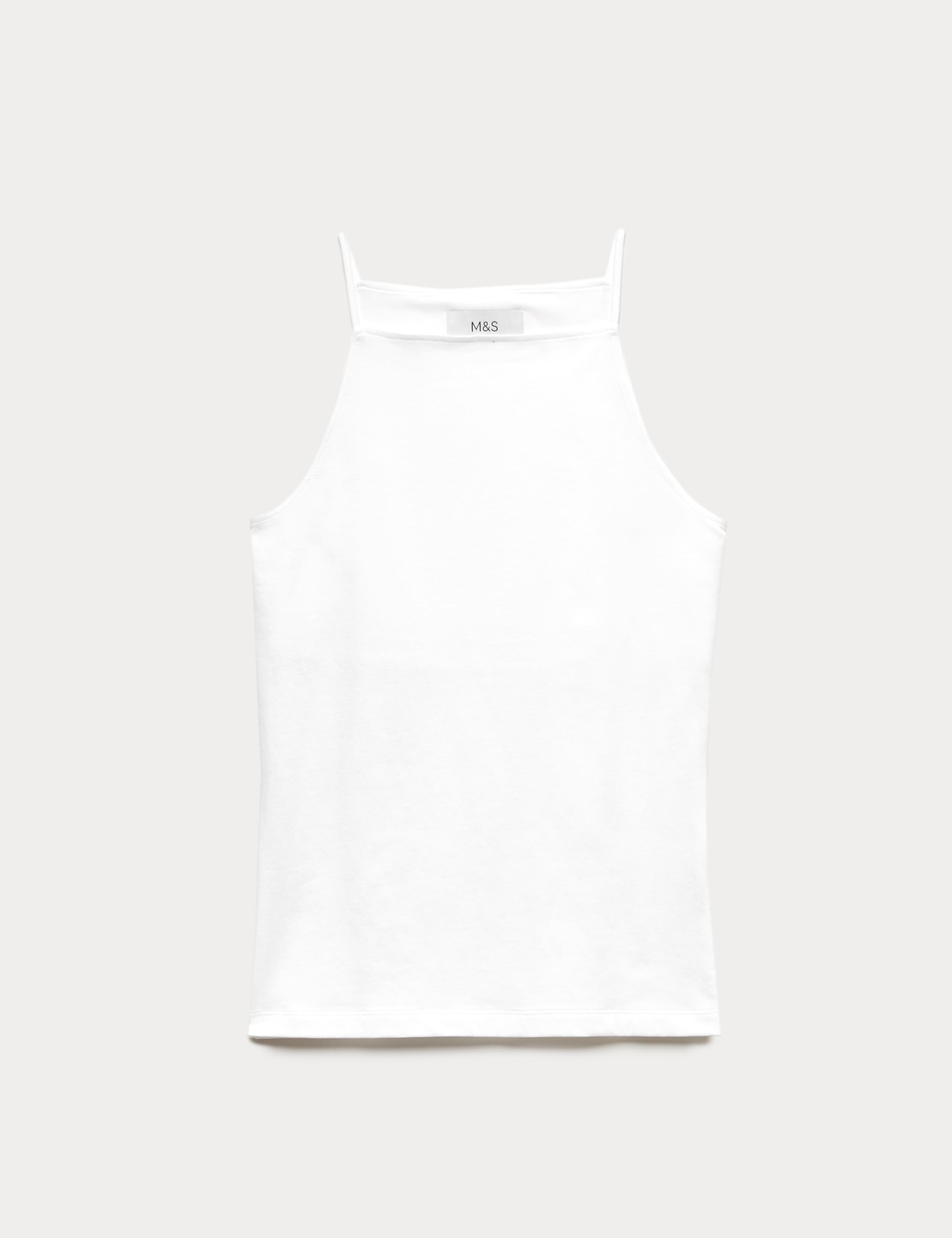 Cotton Rich Square Neck Spaghetti Strap Vest 2 of 4