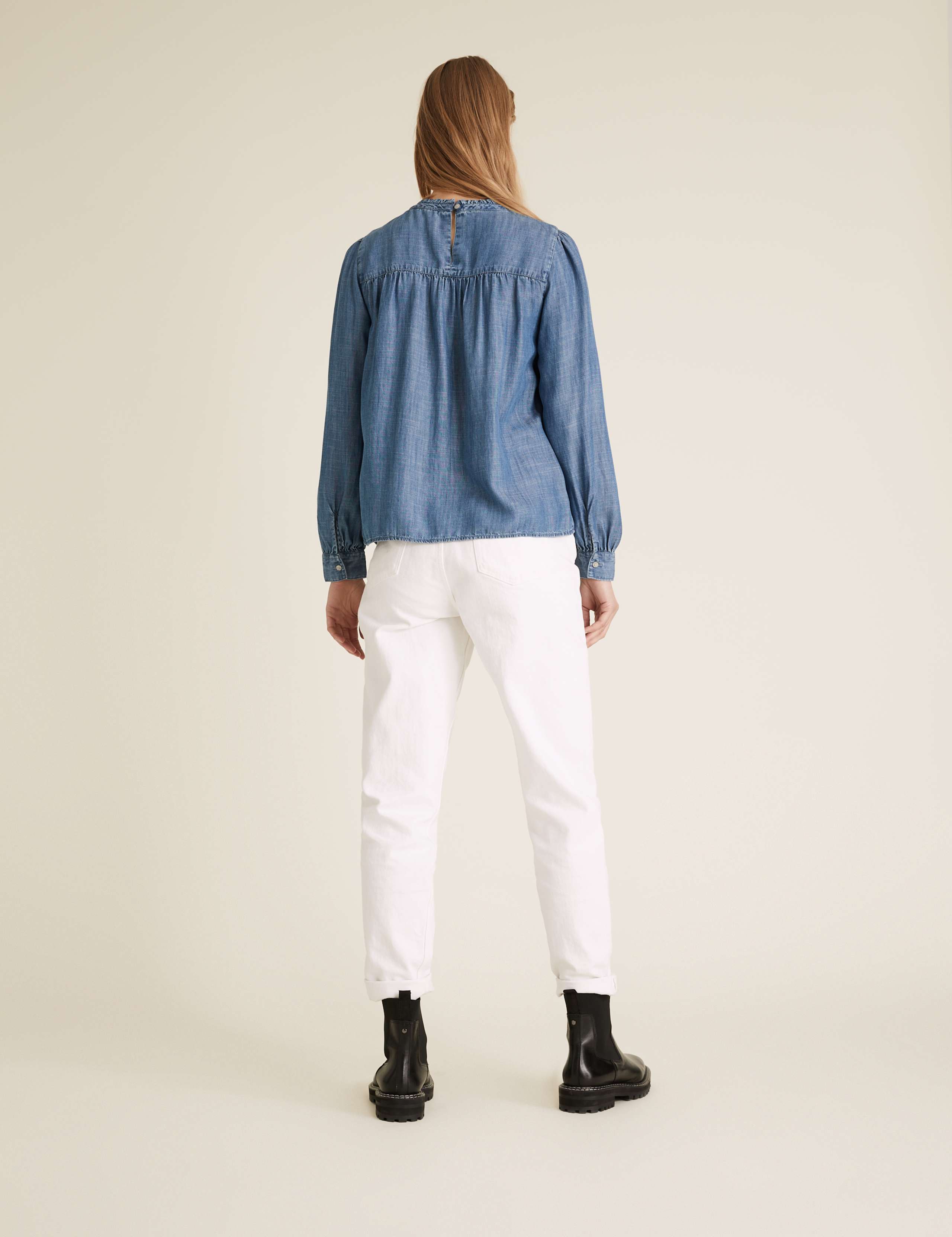 Pure Tencel™ Pintuck Long Sleeve Blouse 4 of 5