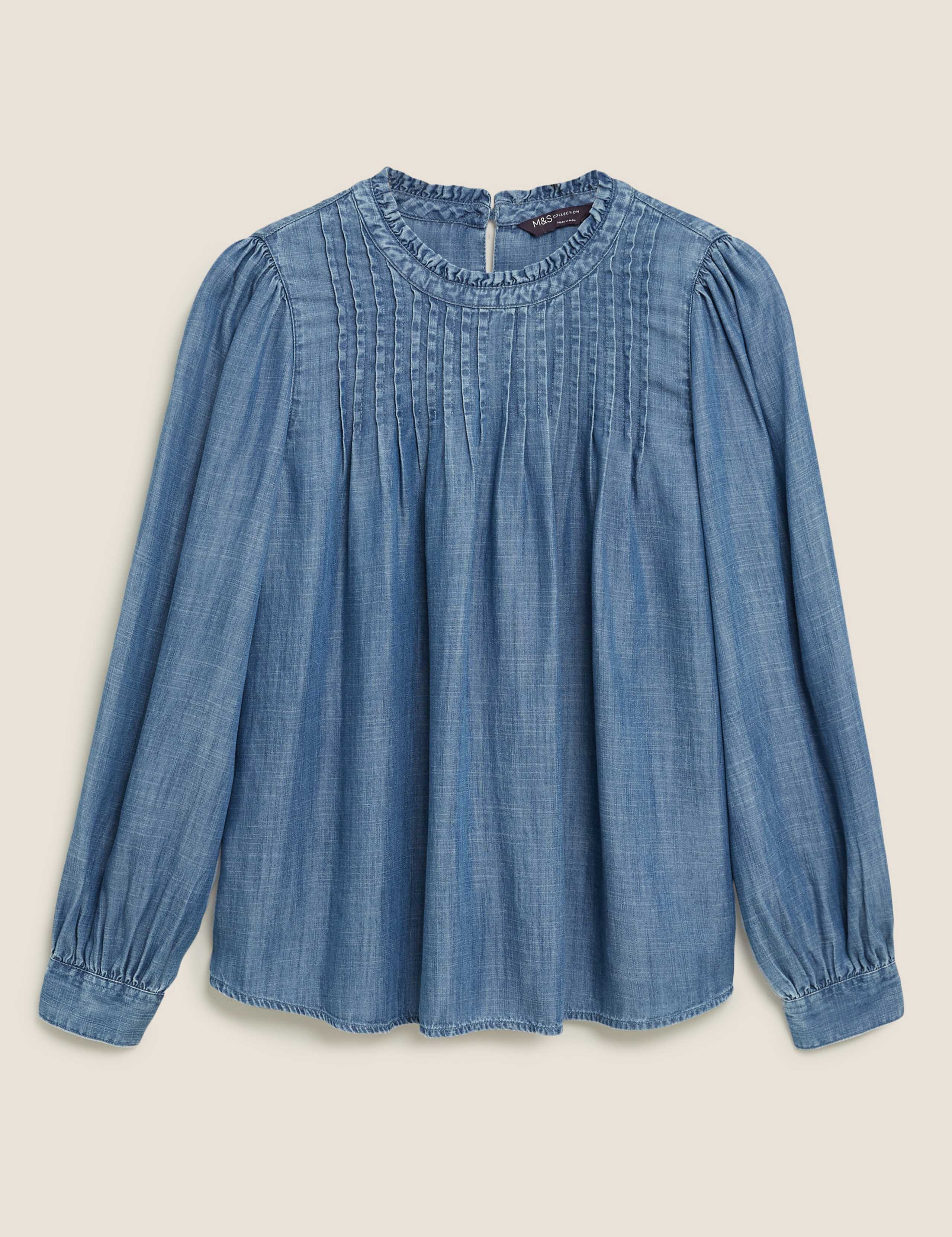 Pure Tencel™ Pintuck Long Sleeve Blouse 2 of 5