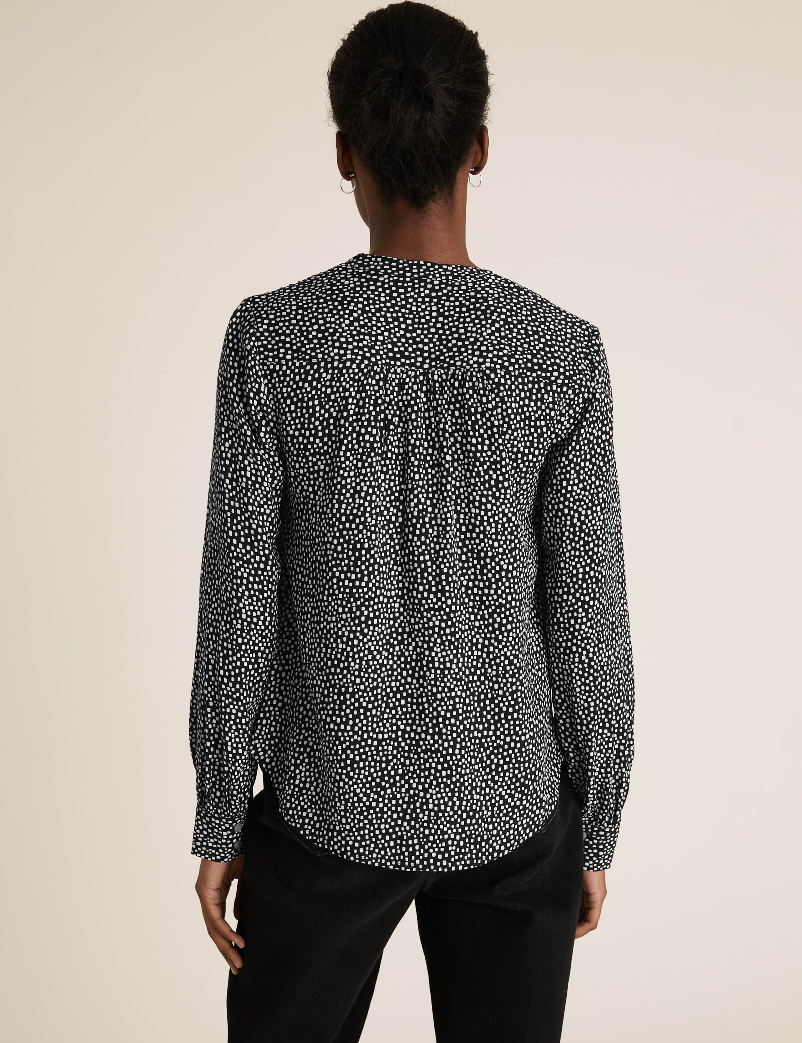 Printed V-Neck Long Sleeve Blouse 4 of 5