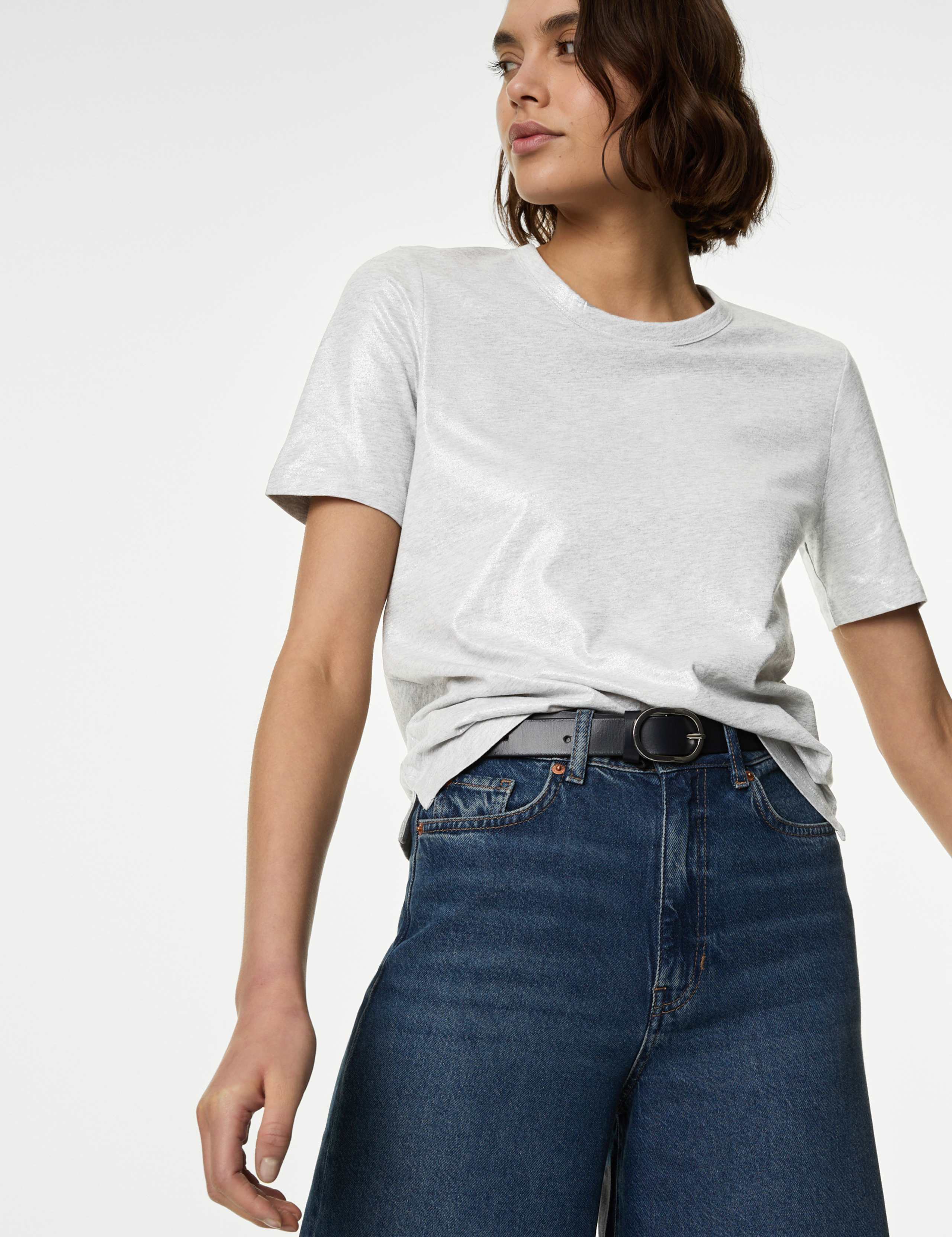 Pure Cotton Metallic T-Shirt 1 of 6