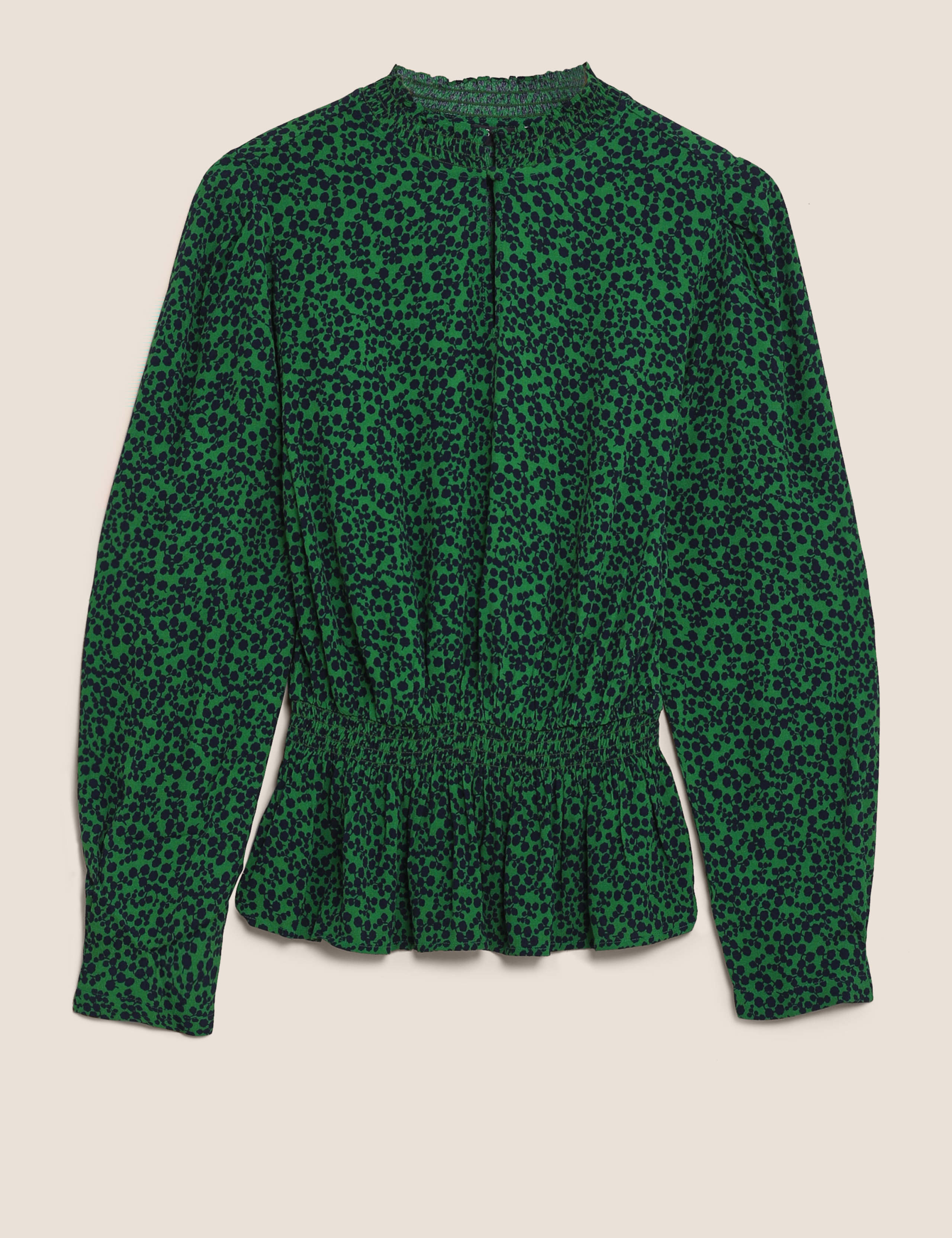 Ditsy Floral High Neck Peplum Top 2 of 6