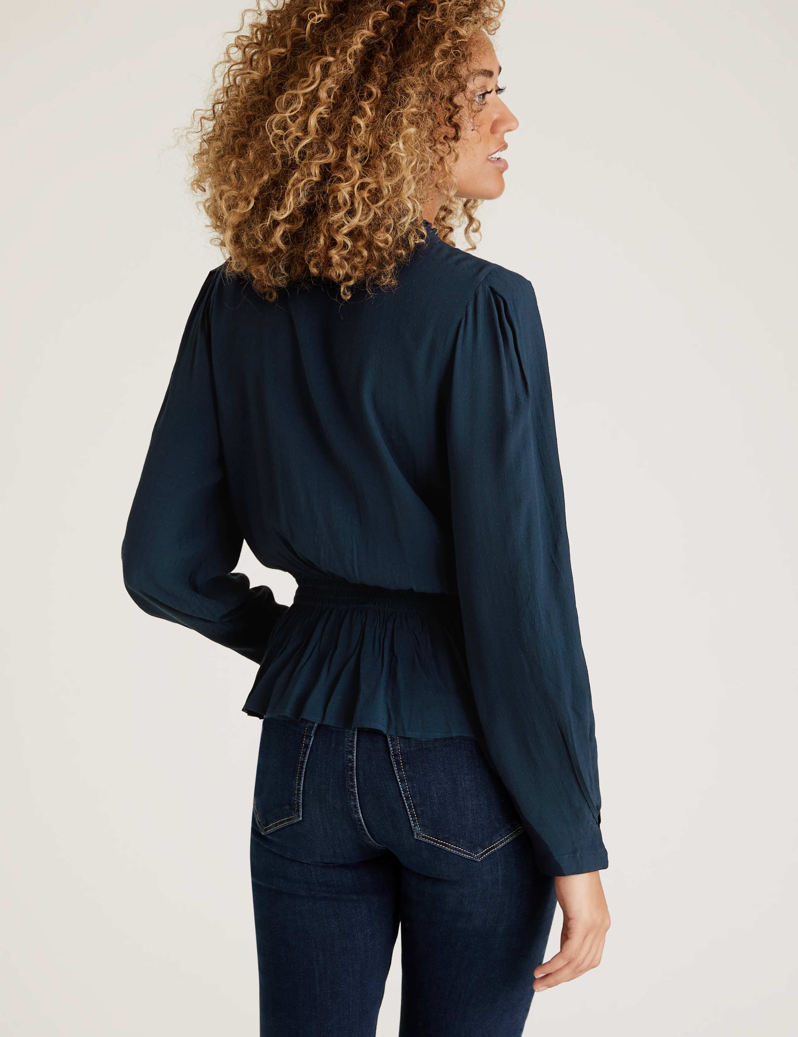Textured High Neck Peplum Top 3 of 4