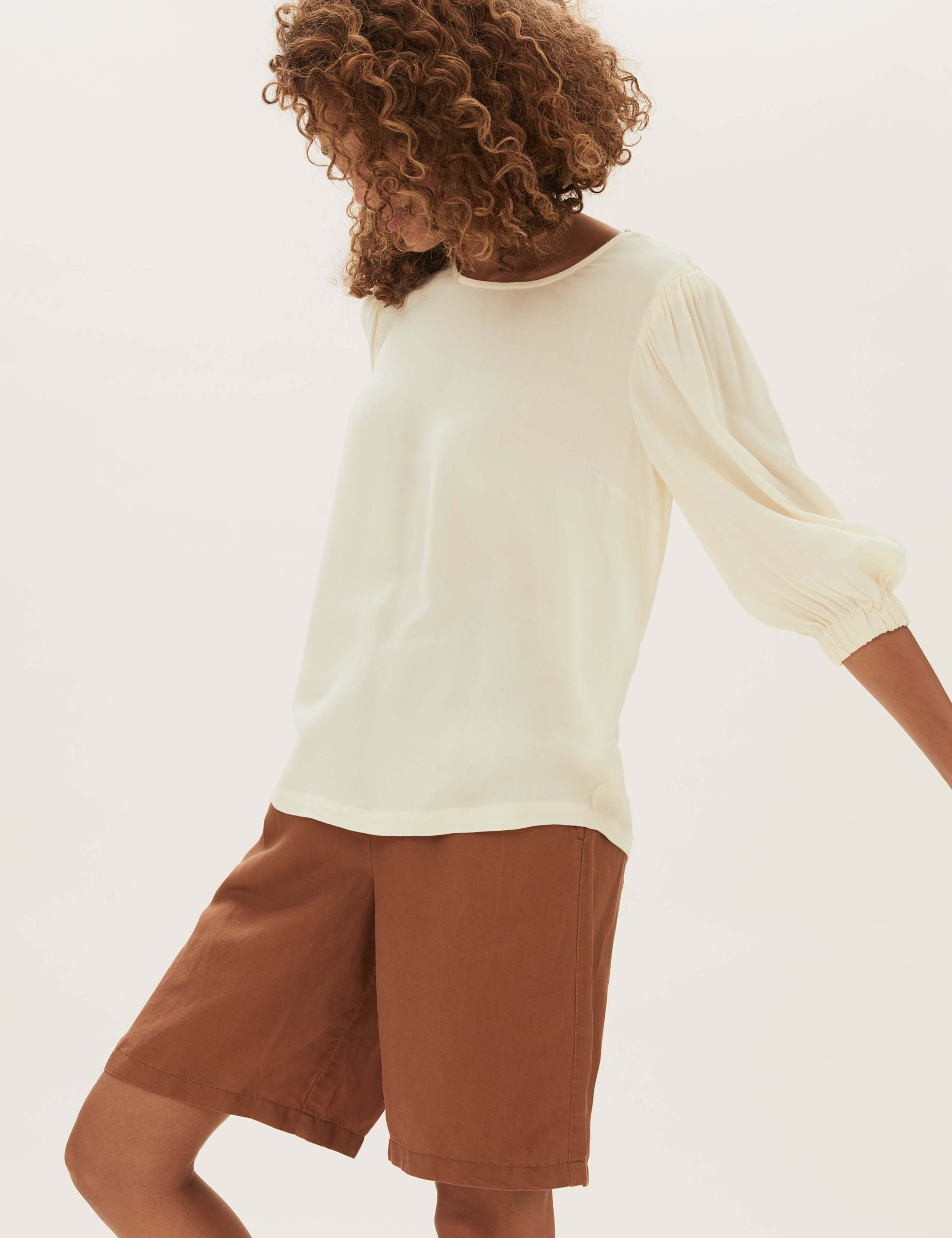 Scoop Neck Short Sleeve Blouse 3 of 6